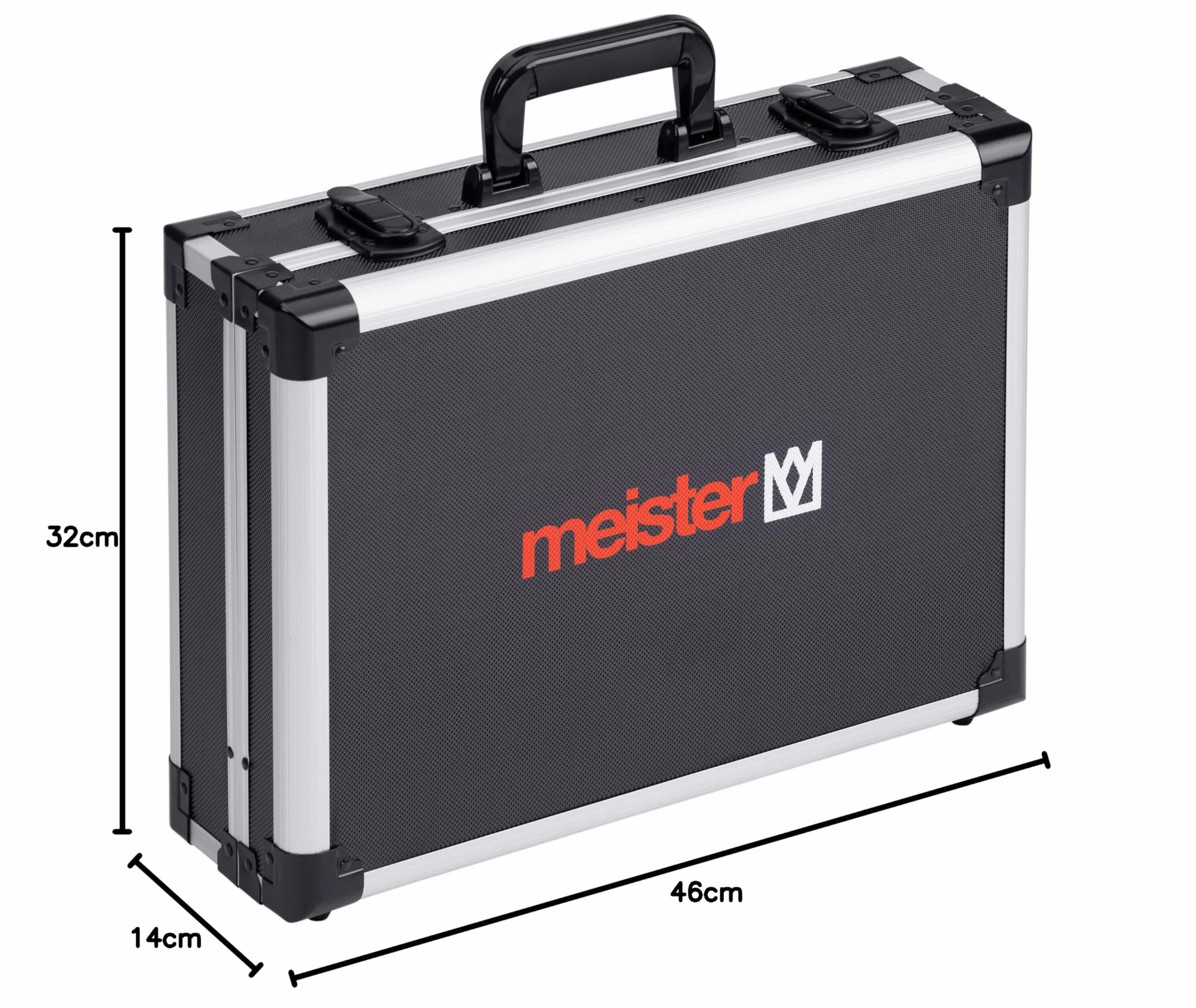 Meister Walizka narzędziowa pusta – 460 x 320 x 140 mm – indywidualny podział – 15 kieszeni na narzędzia – z gumowymi taśmami – nośność 15 kg – stabilna aluminiowa walizka/skrzynka na narzędzia /