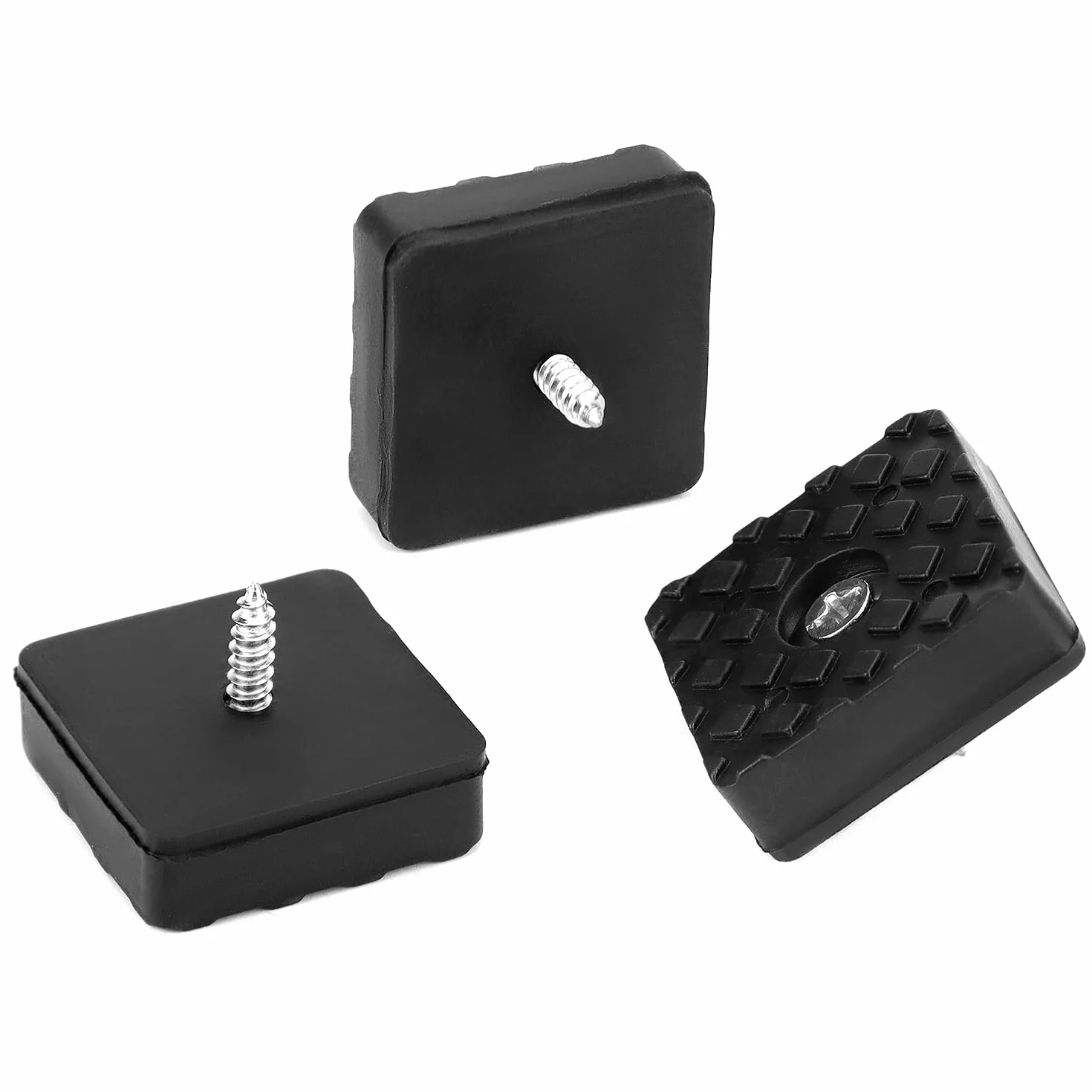 QWORK® Zestaw 18 kwadratowych gumowych nóżek przykręcanych 30 x 30 x 10 mm, antypoślizgowe gumowe odbojniki ze śrubą do mebli i podłóg, czarne