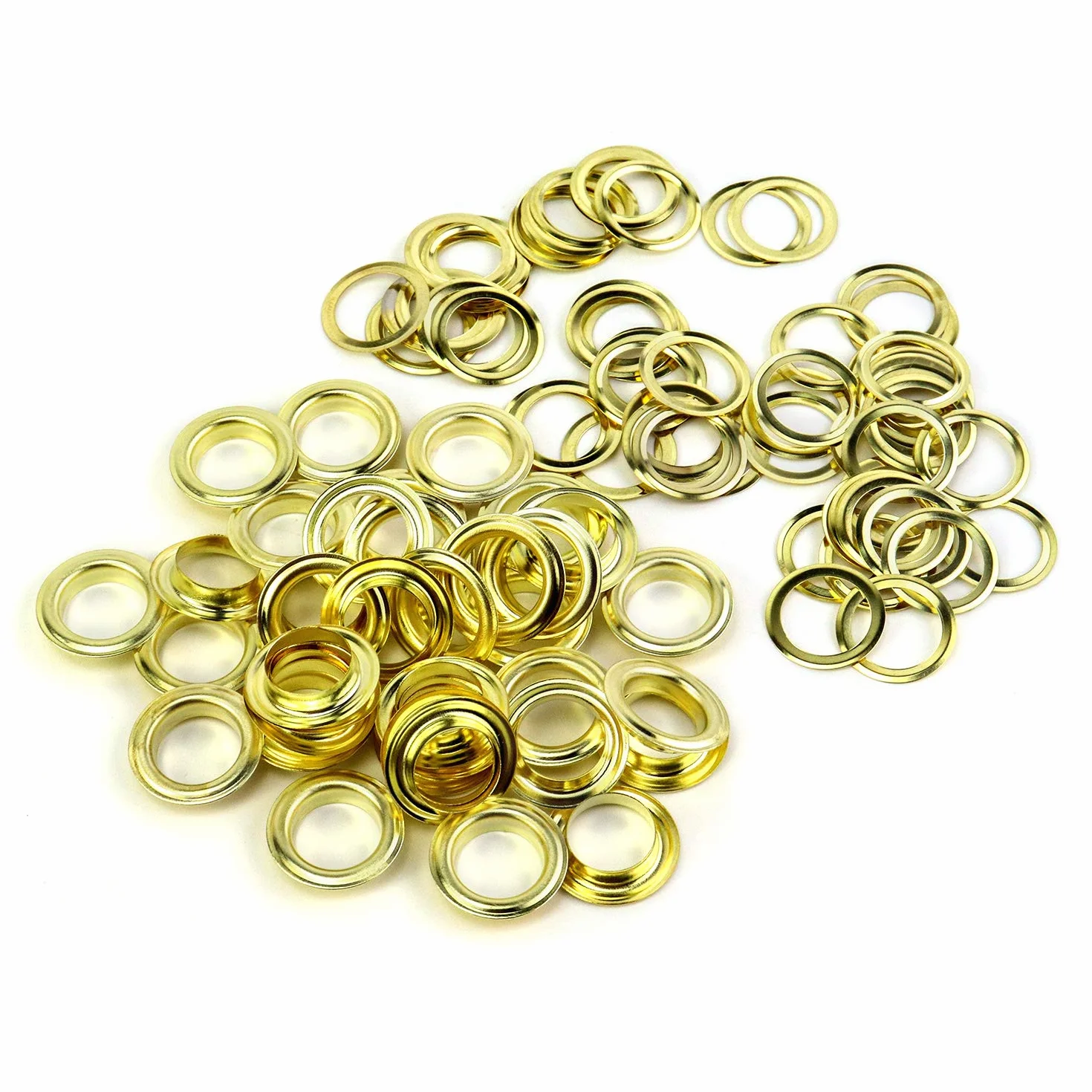 QWORK Zestaw narzędzi do przelotek, 500 sztuk przelotek i 500 sztuk podkładek do oczek, 10 mm (3/8 cala), do butów, odzieży, plandek z tkaniny skórzanej, Gold