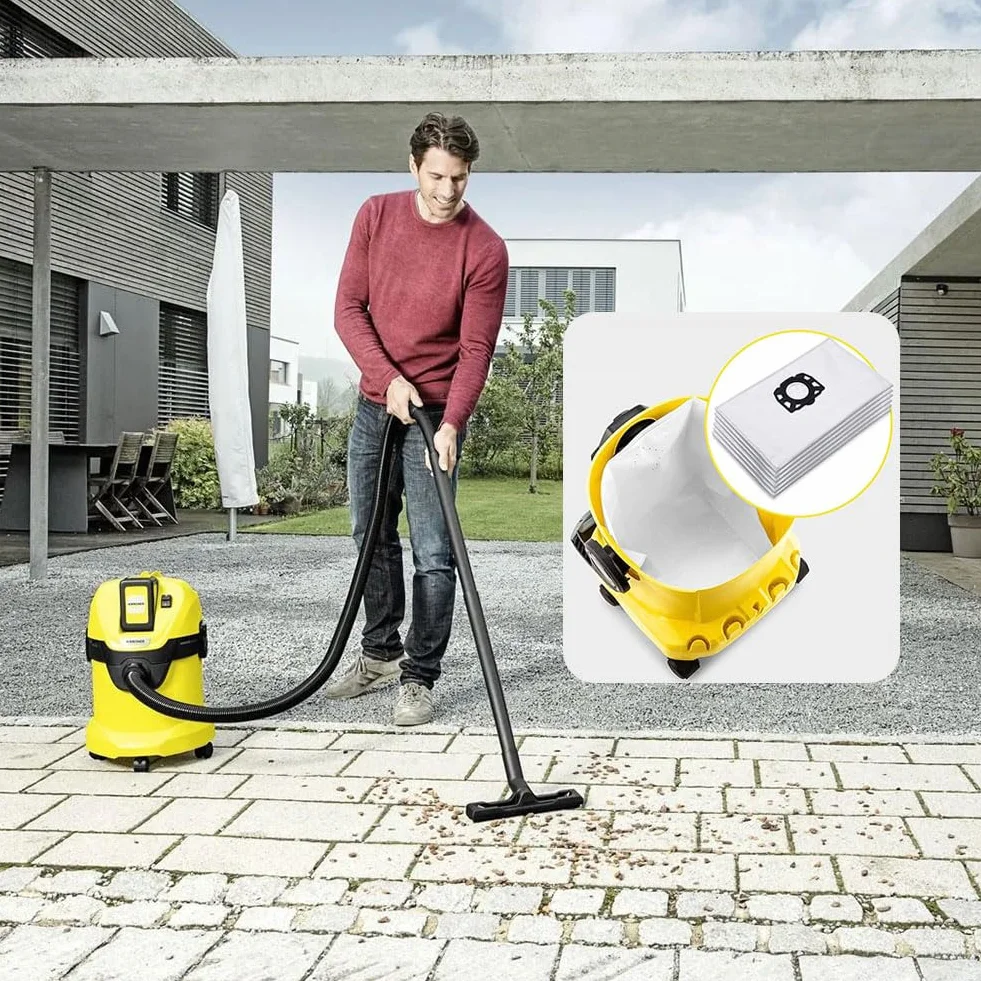 Comioke 10 Sztuk Worków do Odkurzacza, Woreczki Filtrujące Worki do Odkurzacza do Kärcher MV4, MV5, MV6, WD4, WD5, WD6