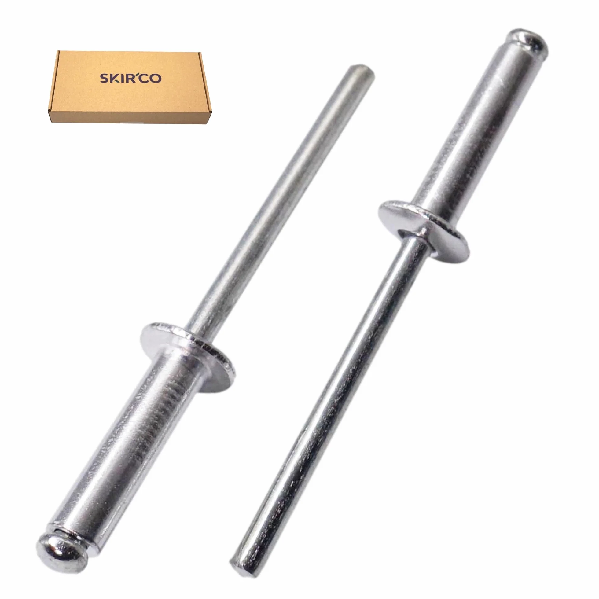 SKIR'CO (150 szt.) Aluminiowe nity ślepe 4,8 x 18 mm, stalowy trzpień, nity pop, łeb kopułkowy, nity DIN 7337