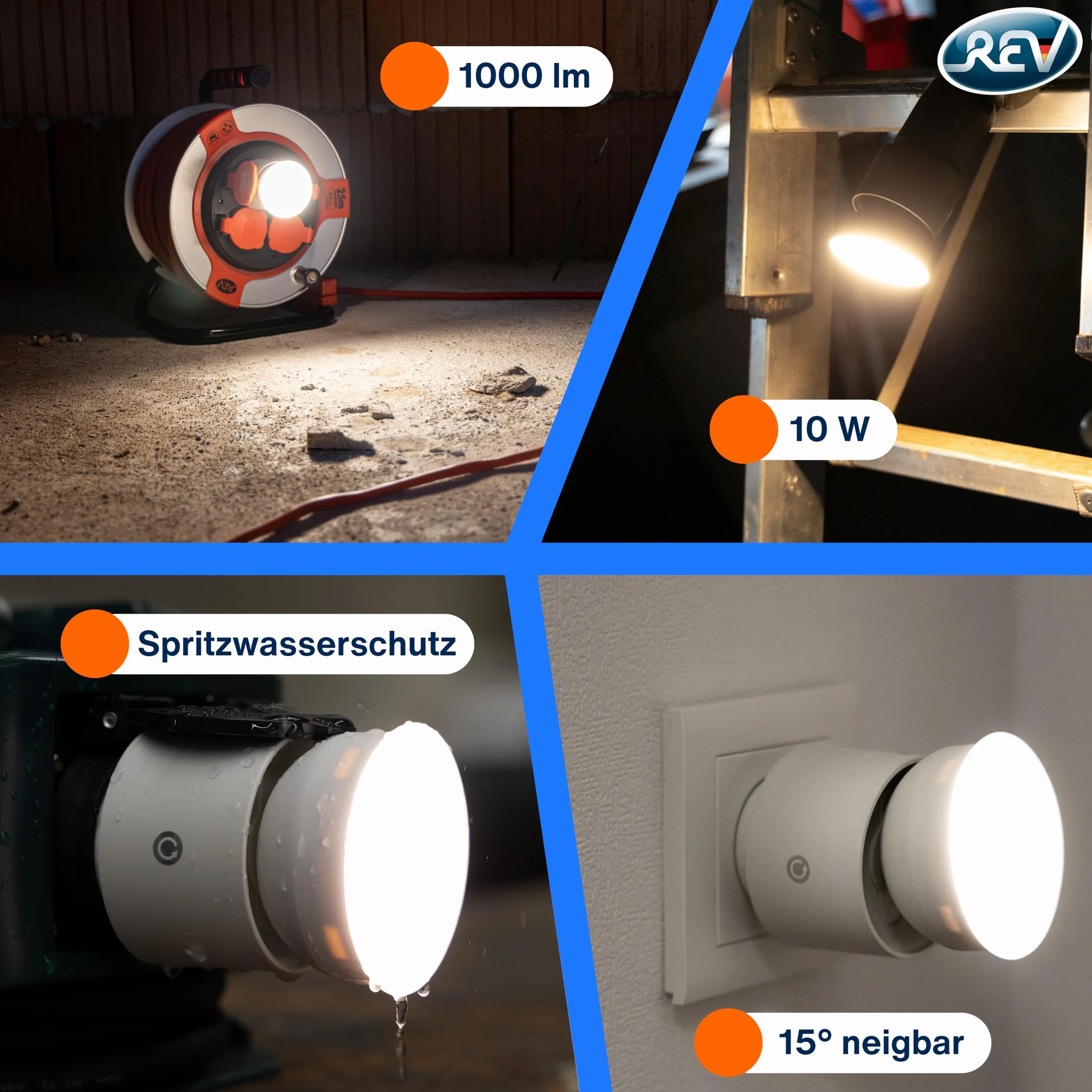 REV Lampa z gniazdkiem elektrycznym 10W 850lm 3000K 4-stopniowe ściemnianie biała