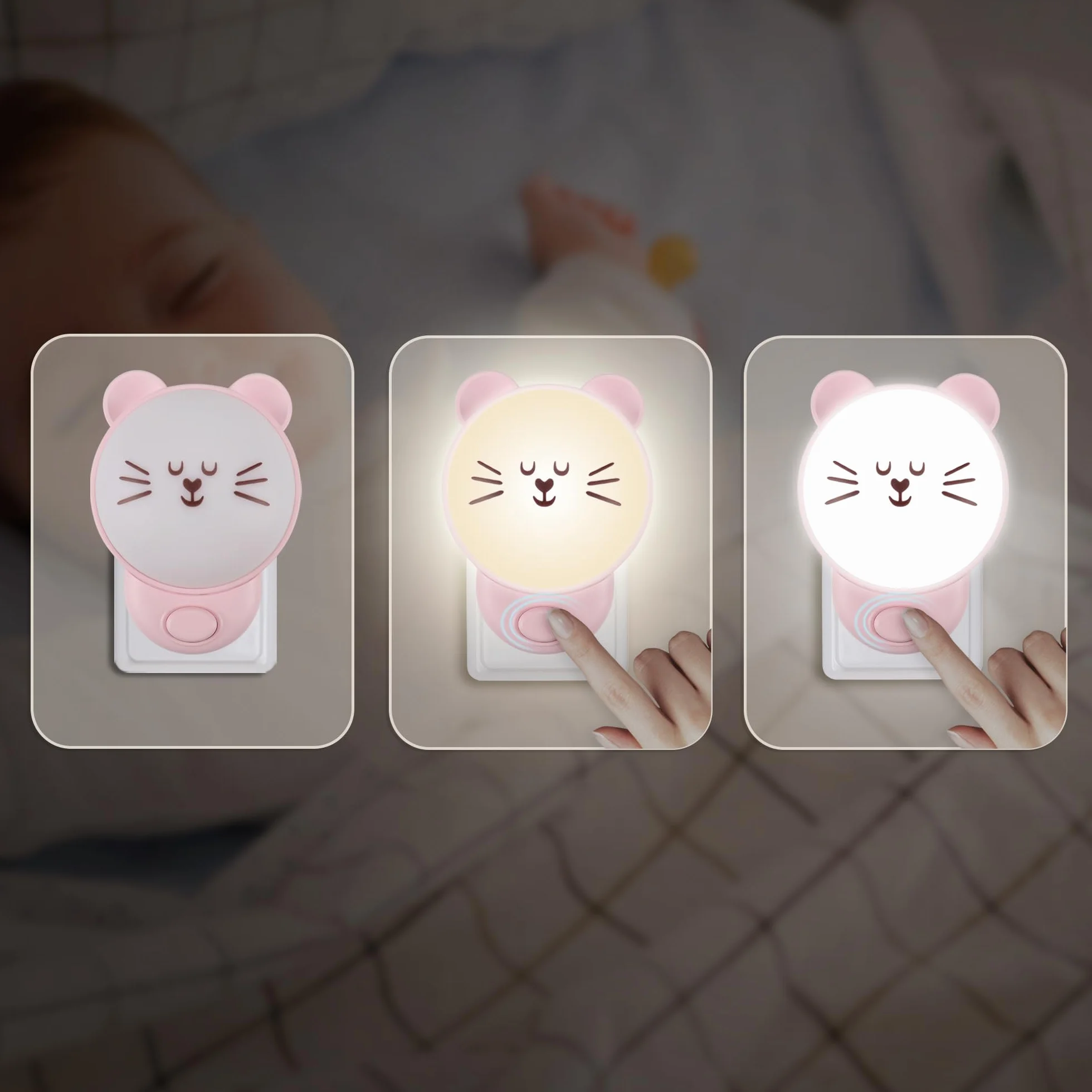 Wetry Lampka nocna dla dzieci, gniazdko elektryczne z przełącznikiem, lampka nocna, lampka nocna dla dzieci, prezent dla noworodka