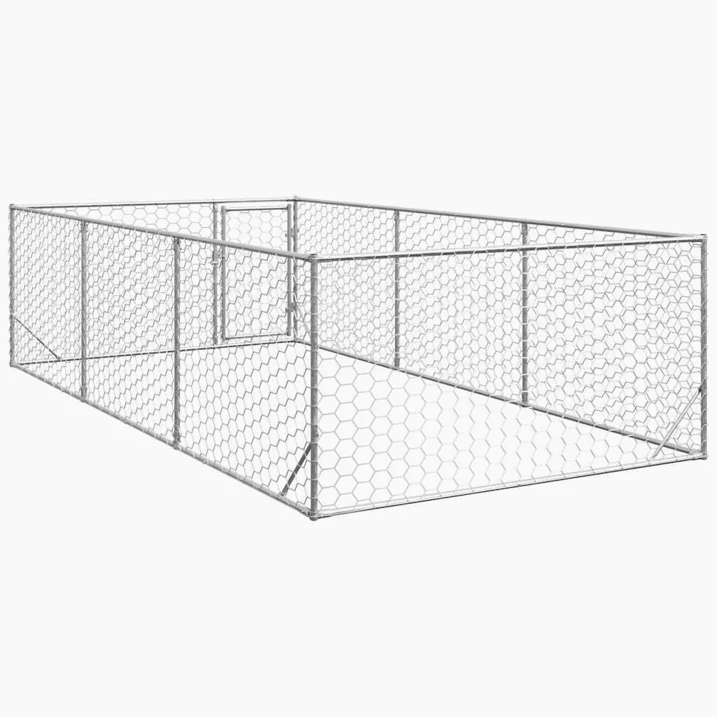 vidaXL Buda dla psa na zewnątrz z drzwiami 2x4x1 m, ocynkowana stal