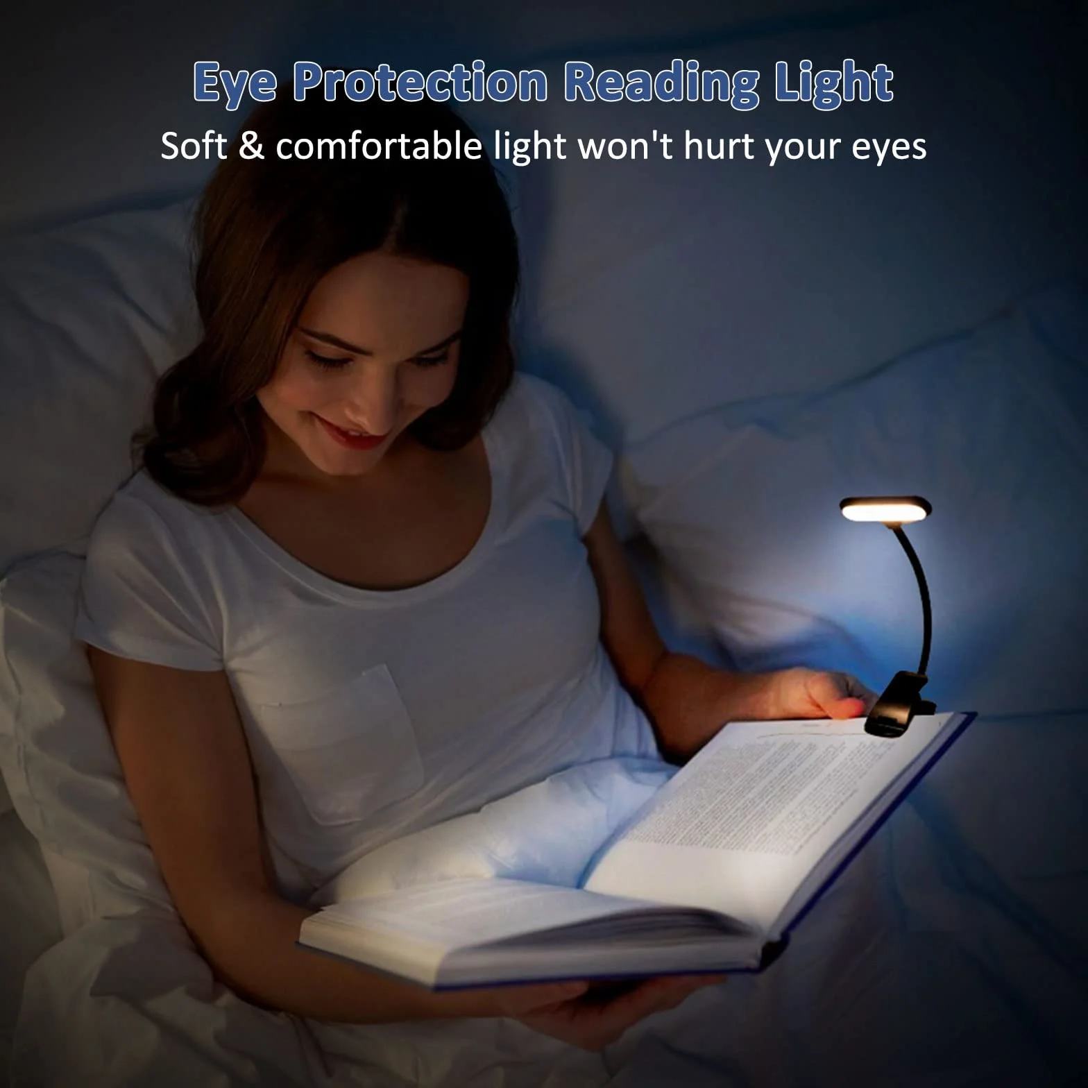 Caldarax Światło do czytania ze szczypcą, lampa do czytania USB z 9 diodami LED, 3 temperatury kolorowe, bezpoziomowe ściemnianie, przenośne, do czytania nocnej książki, przenośne, dzieci(czarny)
