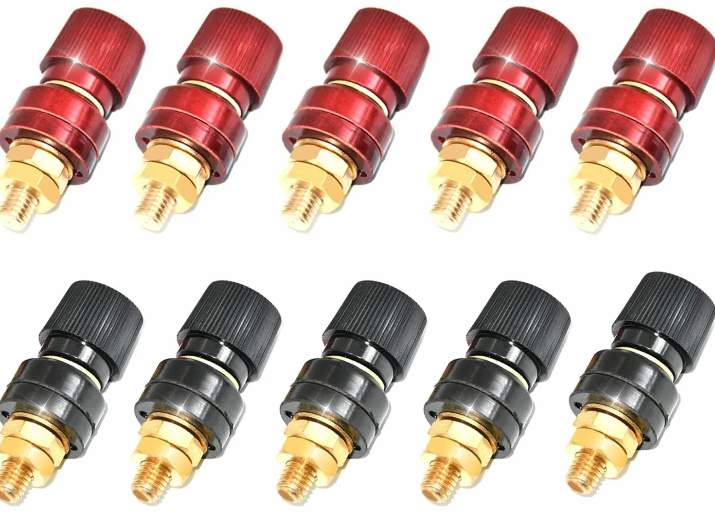 RUNCCI-YUN 10 sztuk binding post gniazdo, 1/4" bateria Binding Post M6,6 mm 100 A mosiądz słupek łączący wtyk bananowy gniazdo montażowe, blok zacisków prądowych