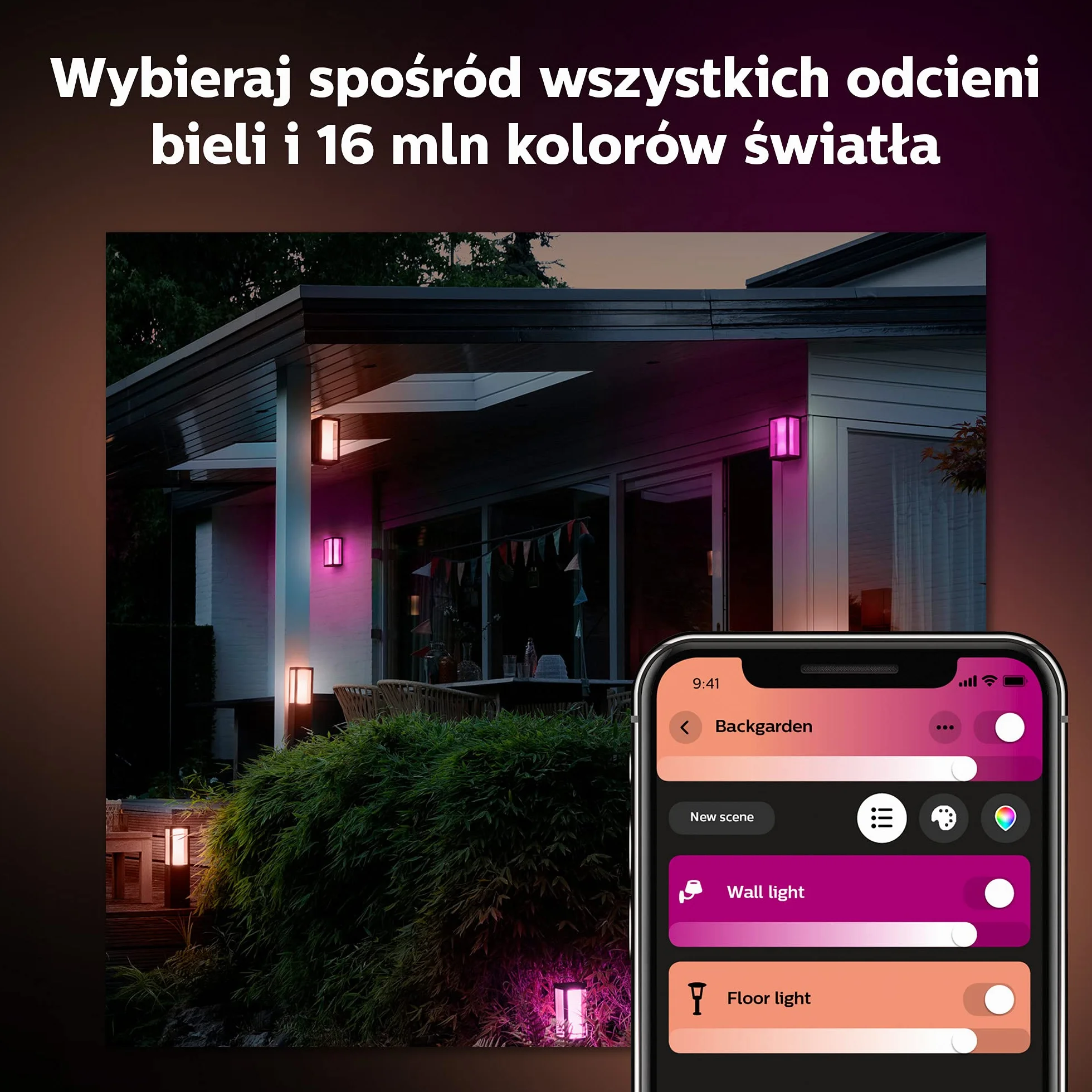 Philips Hue Impress White and Color Ambiance Zewnętrzna lampa stojąca LED, wysoka, 16 mln kolorów, sterowanie aplikacją