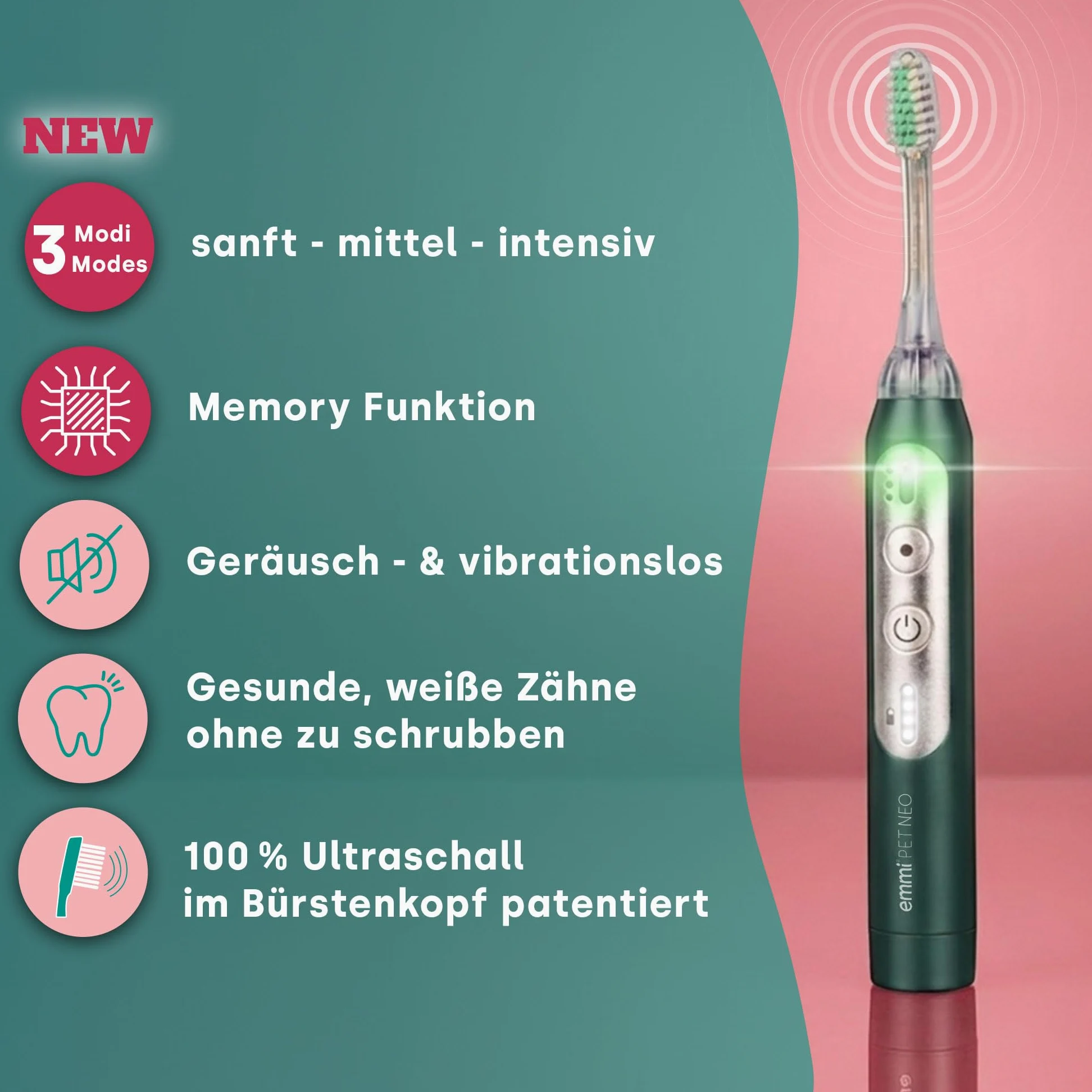 emmi-PET NEO ultradźwiękowa szczoteczka do zębów dla psów 3 tryby czyszczenia