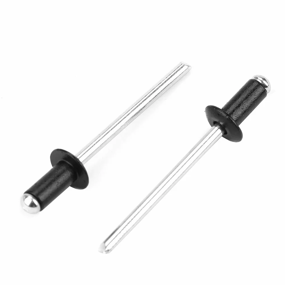 120 sztuk/zestaw M2.4 / M3.0 / M3.2 / M4 Czarne nity Nity POP Asortyment czarne Nity POP Nity zrywalne aluminium w pudełku, do nitownic pneumatycznych, nitownic elektrycznych