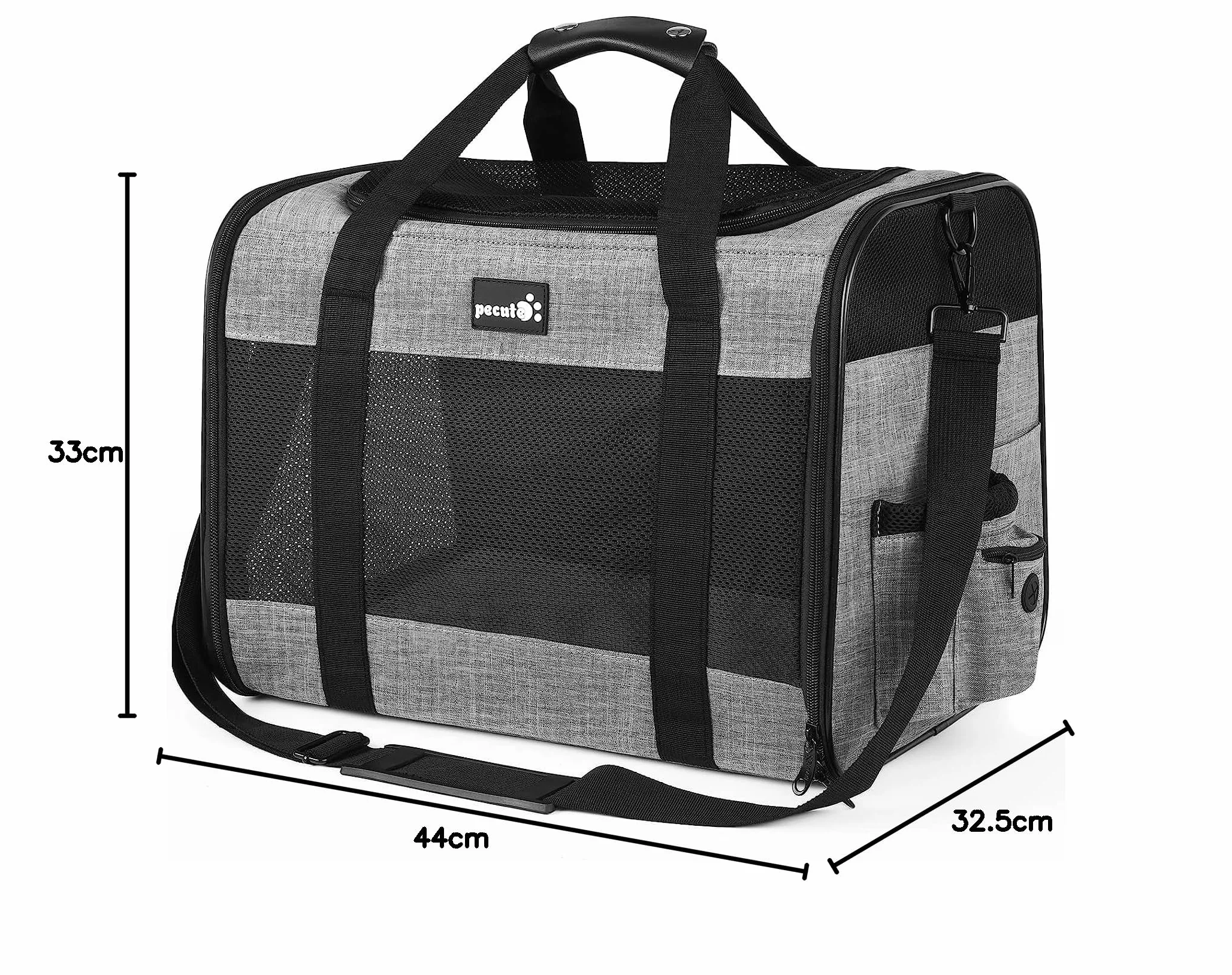 Pecute® torba na zwierzęta domowe, duża, plecak dla kota, przenośna torba podróżna dla psa, oddychająca siatka, odpowiednia zarówno na długie, jak i krótkie podróże, przeznaczona dla kotów i szczeniąt