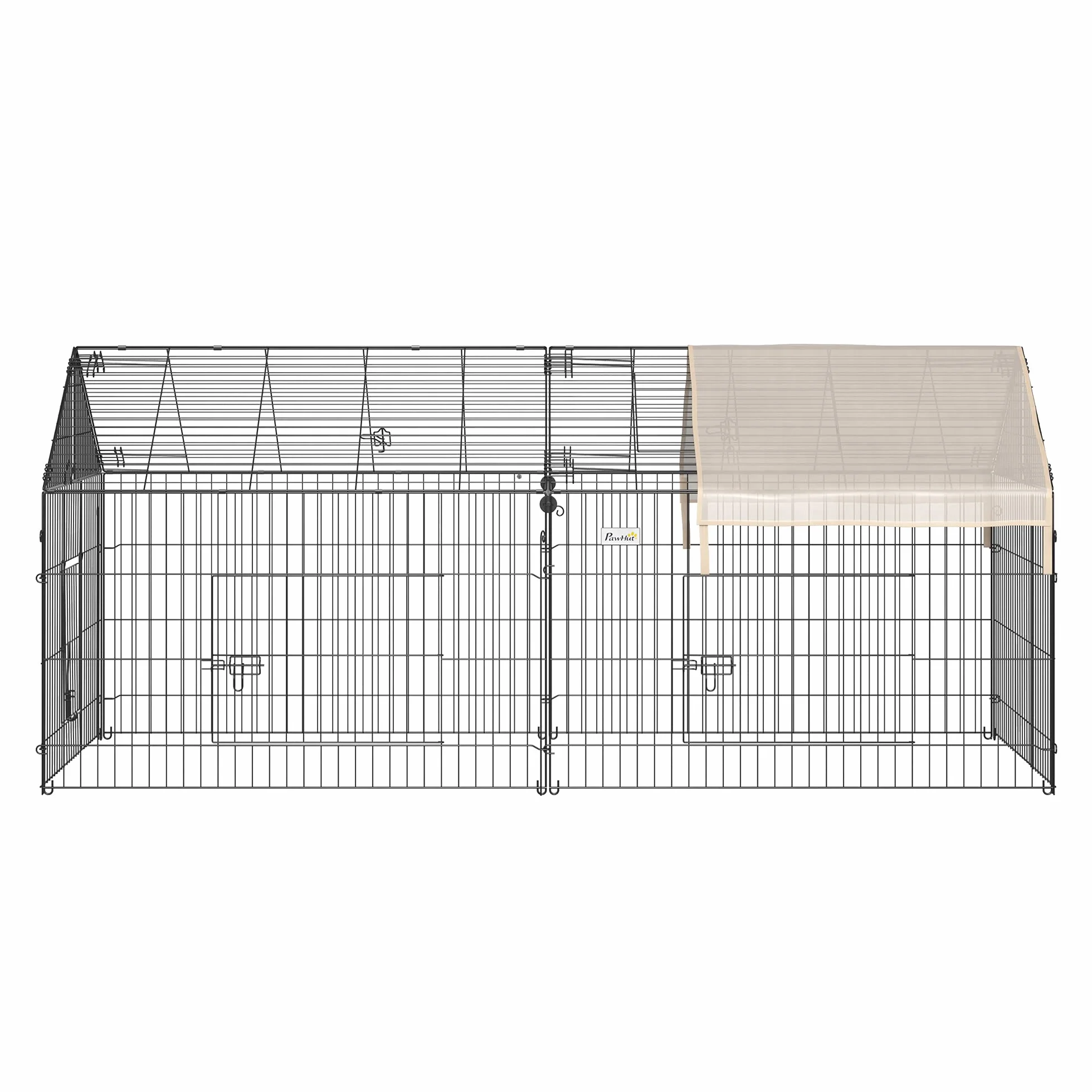 PawHut Wybieg dla małych zwierząt, wybieg dla świnek morskich, kojec z osłoną, wybieg dla małych zwierząt, stal, 220 x 103 x 103 cm, beżowy