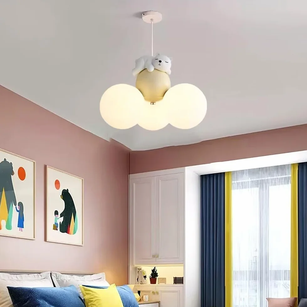 Lampa wisząca LED śpiący niedźwiedź kreskówka balon lampa sufitowa żyrandol lampa wisząca lampa sufitowa księżyc żyrandol sufitowa oprawa oświetleniowa do sypialni, pokoju dziecięcego