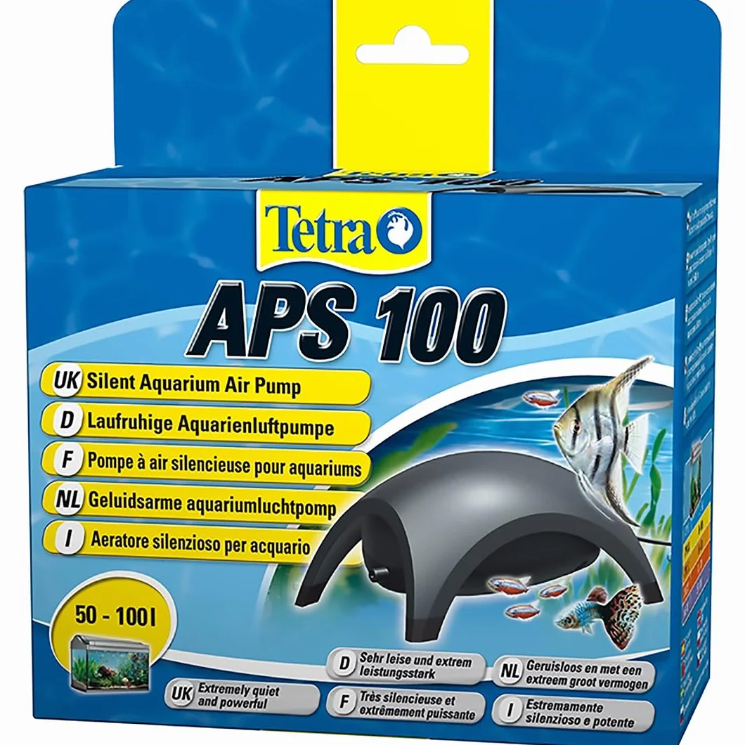 Tetra APS 100 pompa powietrza do akwarium – cicha pompa membranowa do akwariów o pojemności 50-100 l, czarna