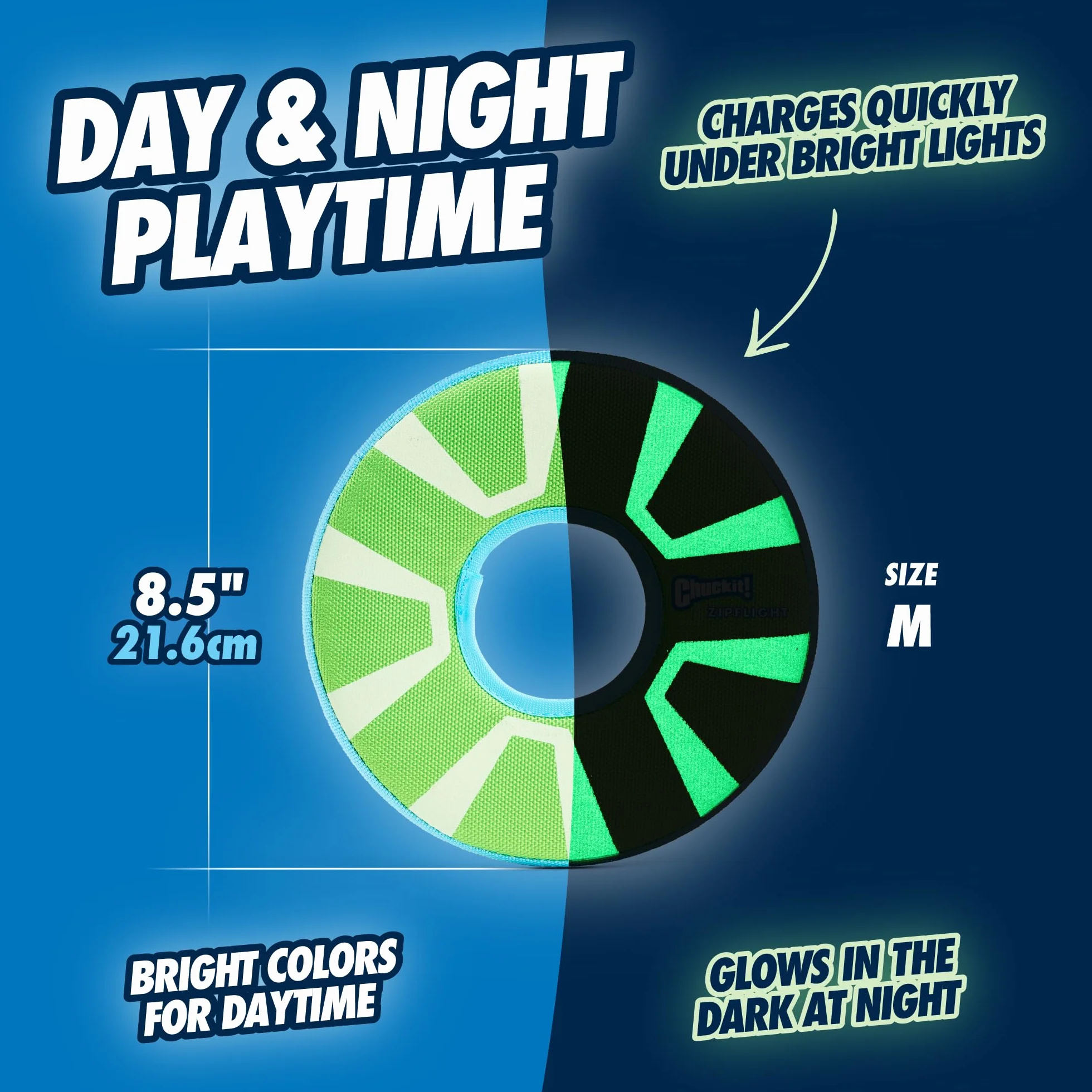 Chuckit! Max Glow Latający Pierścień Frisbee dla Psa - Ładowalny, Wysoka Widoczność