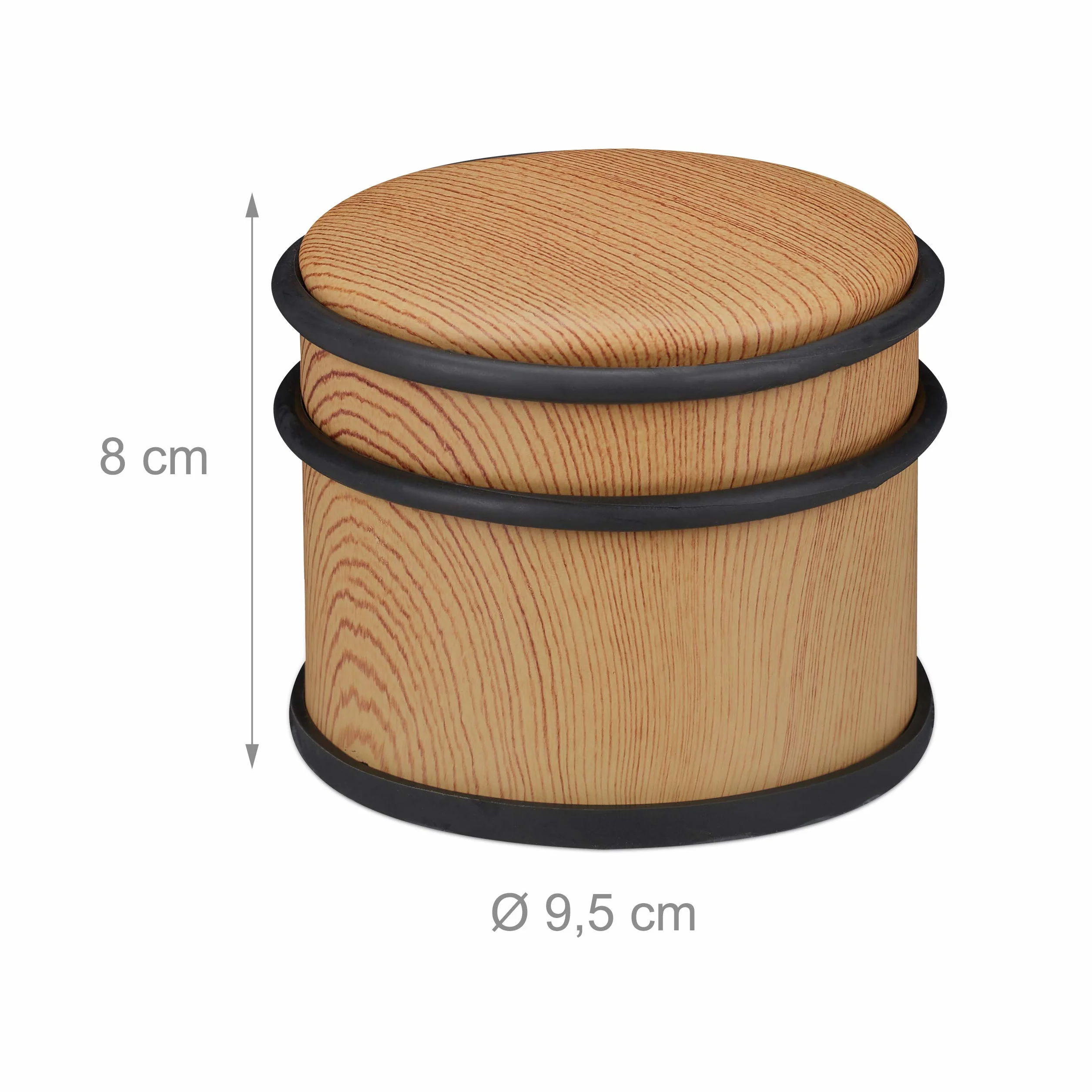 Relaxdays stoper do drzwi, blokada drewniana, gumowa, ∅ 9,5 cm, brązowy