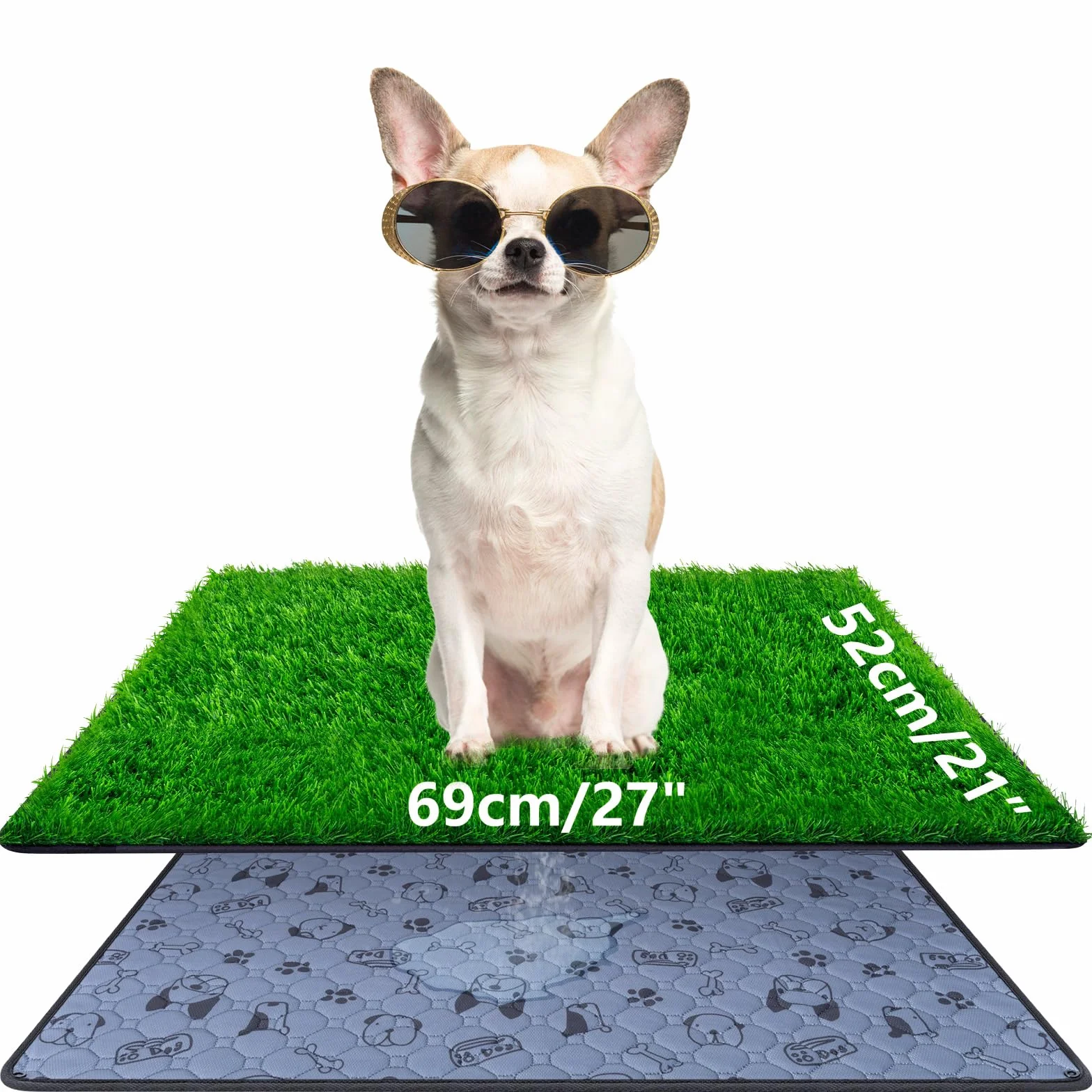 69 x 52 Plastikowy nocnik dla psa, zmywalny, wielokrotnego użytku, wymienne podkładki pod pisuar dla psa, taca treningowa dla szczeniąt na zewnątrz