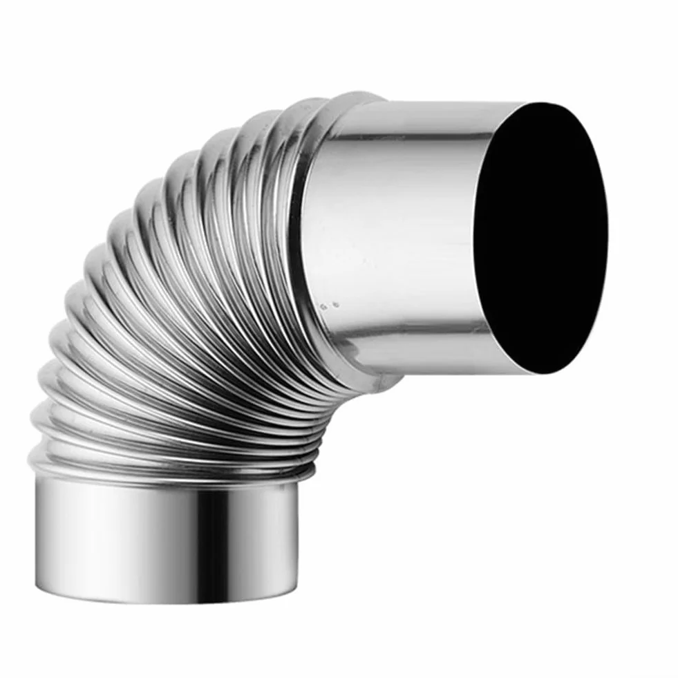 Kolanko rury kominowej ze stali nierdzewnej, wkładka kominowa, rura stalowa do pieców, kominków, grilla, wentylacja, wiele rozmiarów, 50-100 mm, srebrna (60 mm)