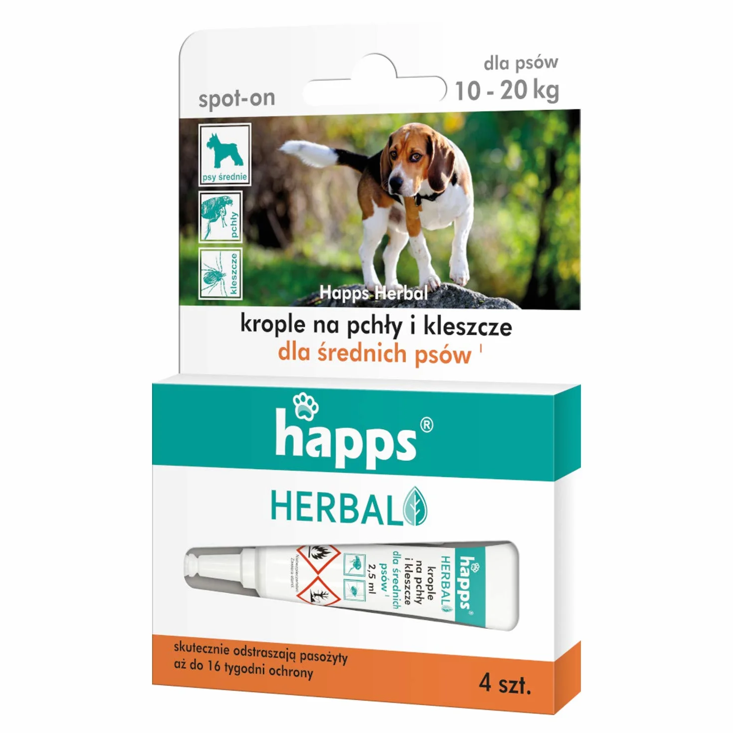 Herbal krople na pchły i kleszcze dla śrdenich psów 10-20 kg