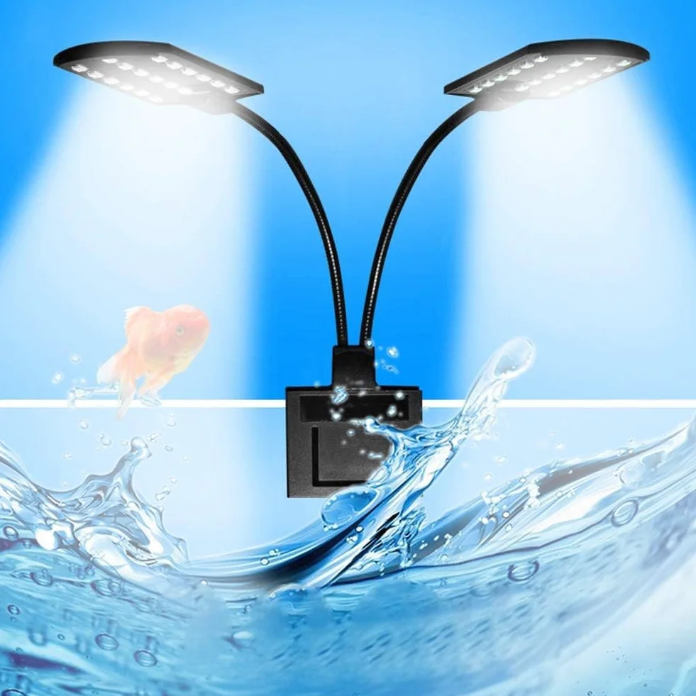 LED Lampa do Akwarium Roślinowego 15W, Oświetlenie dla Roślin Akwariowych z Mocowaniem na Klips