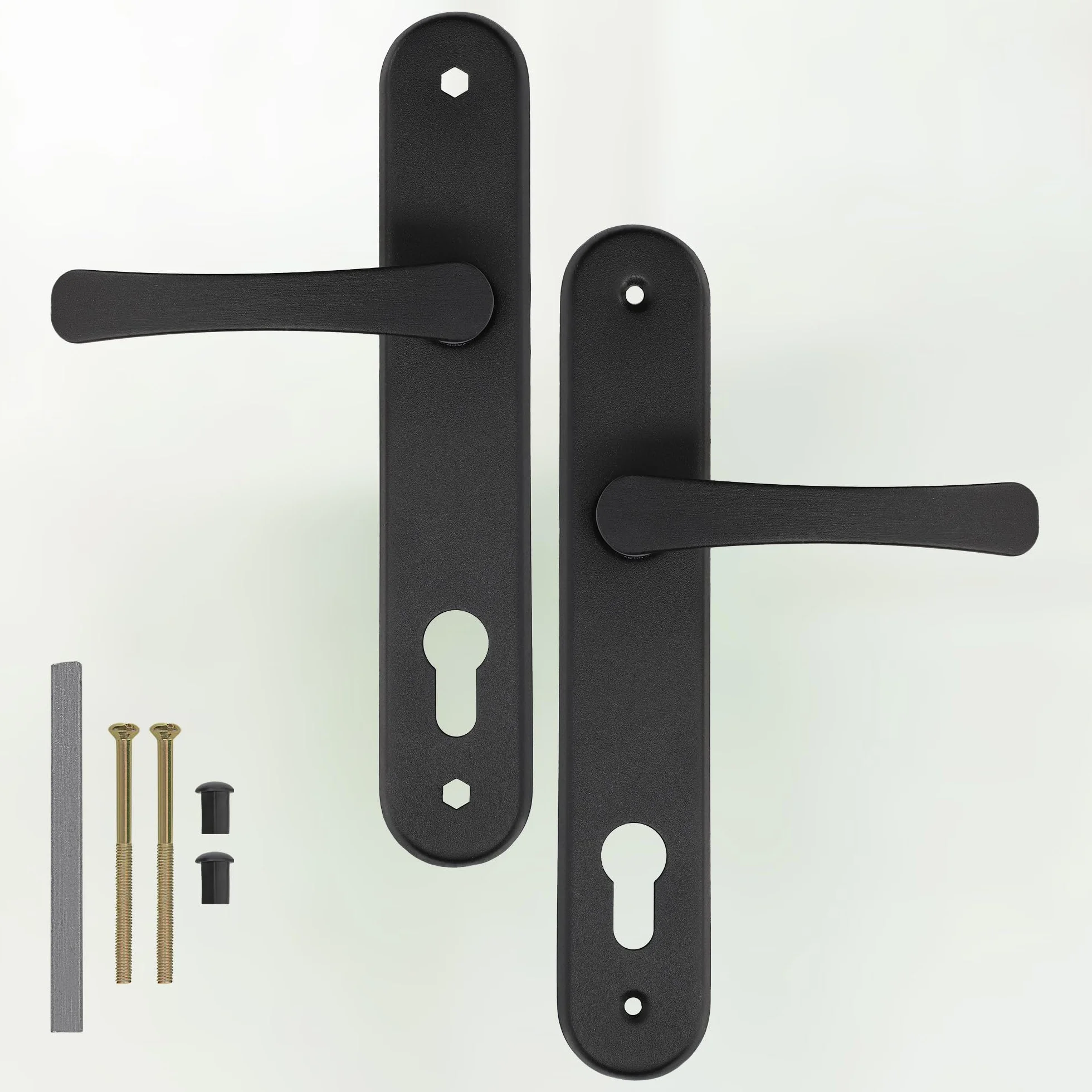 KOTARBAU® Klamka aluminiowa do drzwi 90mm czarna szyld długi przebicie: PZ wkładka