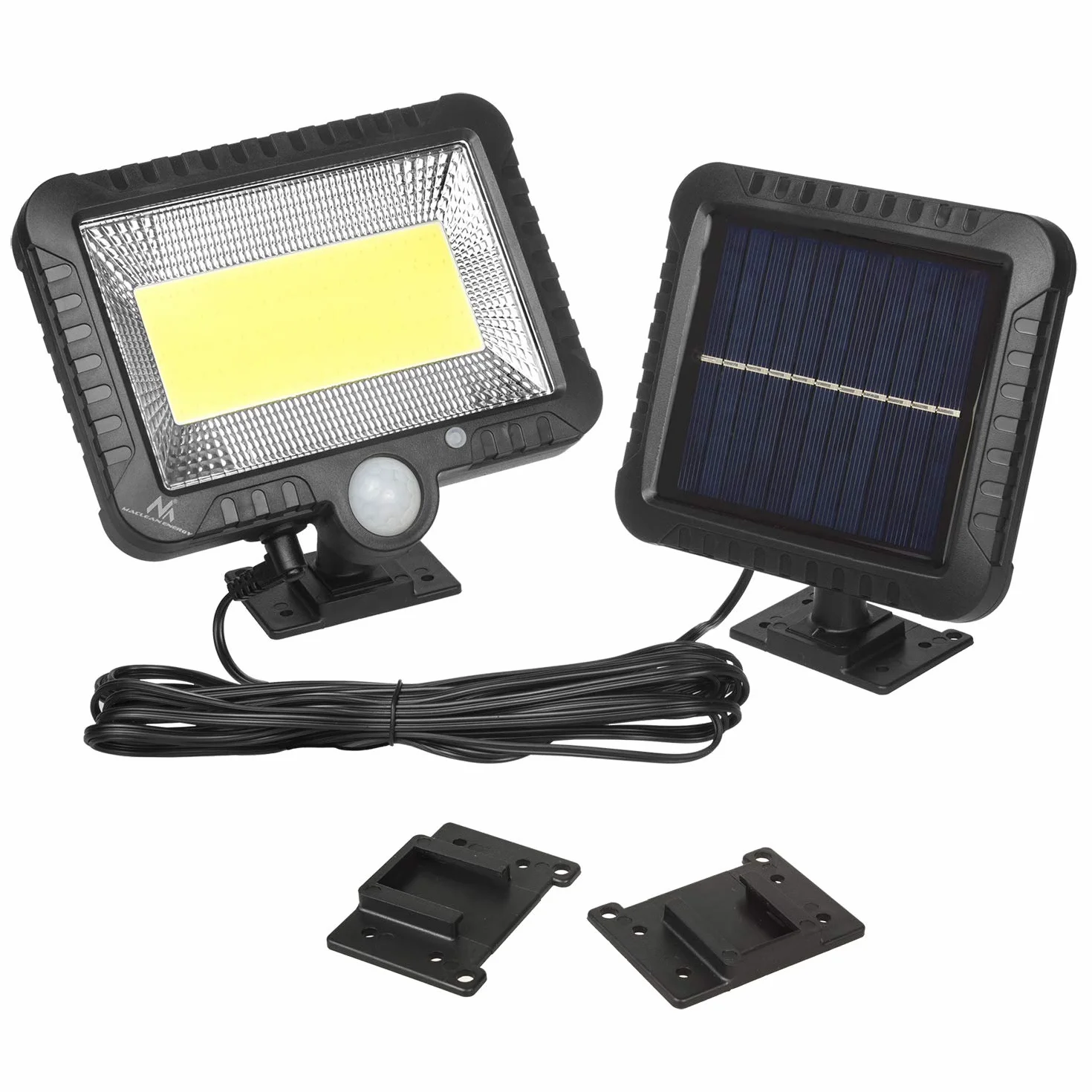 Maclean MCE438 Reflektor LED z Czujnikiem Ruchu, Reflektor Ścienny z Czujnik Zmierzchu, Lampa Solarna IP44, 5 W, 400 lm, 6000 K, zimna biel, 1 sztuka, Czas Czuwania Czujnika Ruchu Wynosi do 12 Godzin