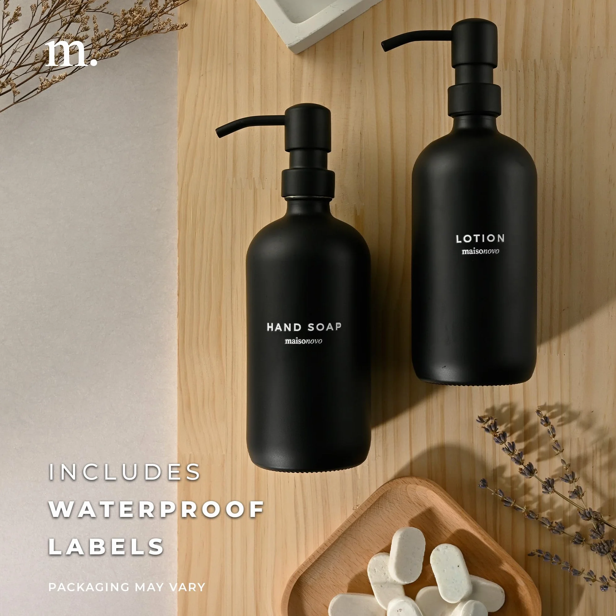 MaisoNovo Dozownik mydła 479 ml czarny ze stali nierdzewnej
