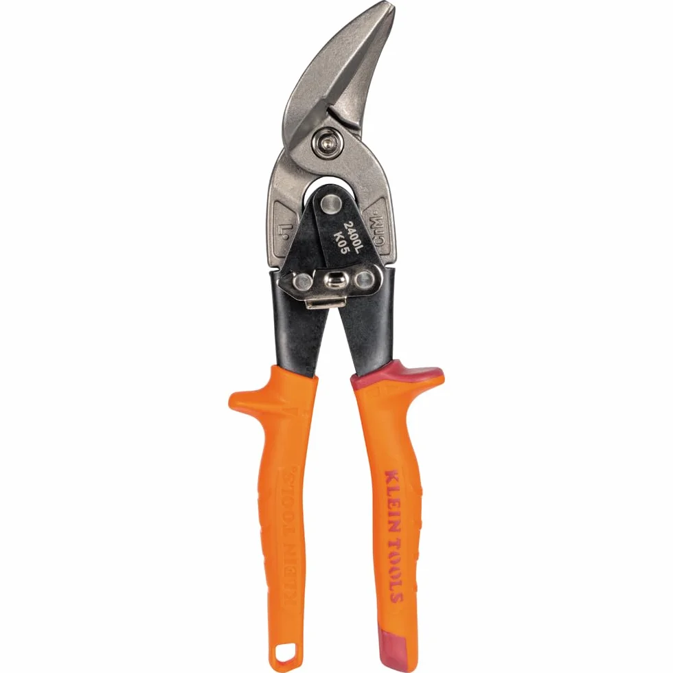 Klein Tools Nożyce do cięcia po lewej stronie, nożyce do cyny lotniczej z kutym ostrzem do precyzyjnego cięcia blachy