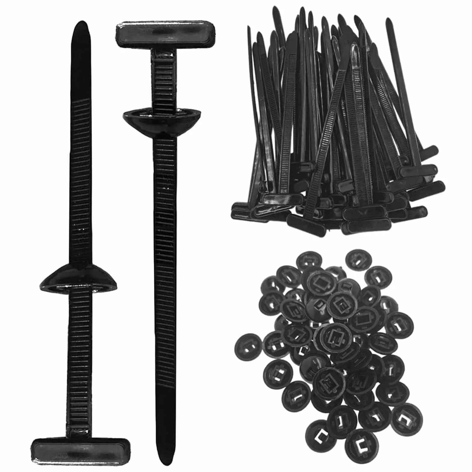 Generic Car Cable Tie Buckle, 100X Nylon Zip Ties, Heavy-Duty Fastener Clips, Strong Self-Locking Design, Multipurpose Management for Auto, Machine, Home, and Repair Use 3.54x0.79x0.2in