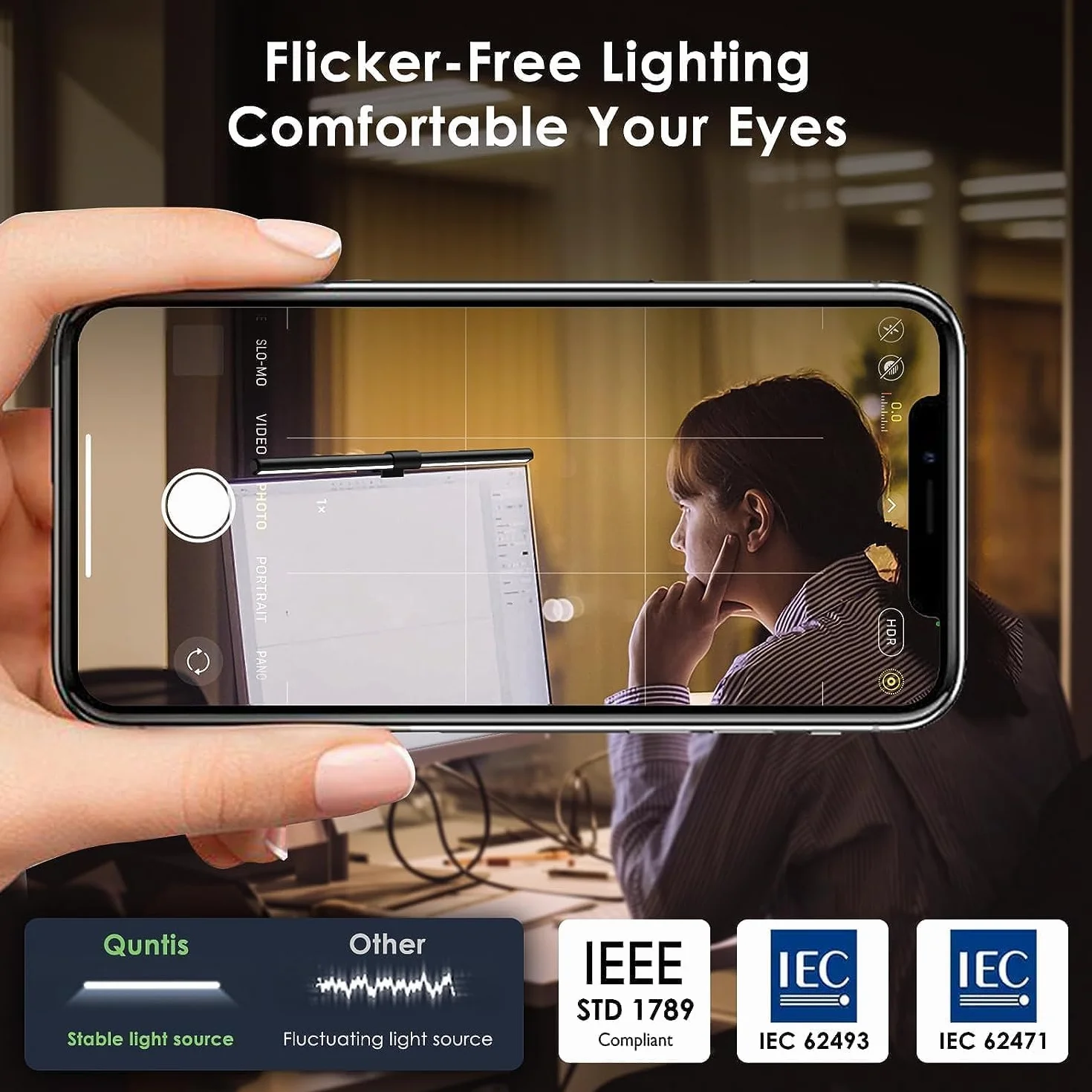 Quntis Lampa do monitora USB ze sterowaniem dotykowym, 40-centymetrowa listwa oświetleniowa monitora z automatycznym ściemnianiem, anty-niebieskim światłem, regulowaną temperaturą barwową i jasnością