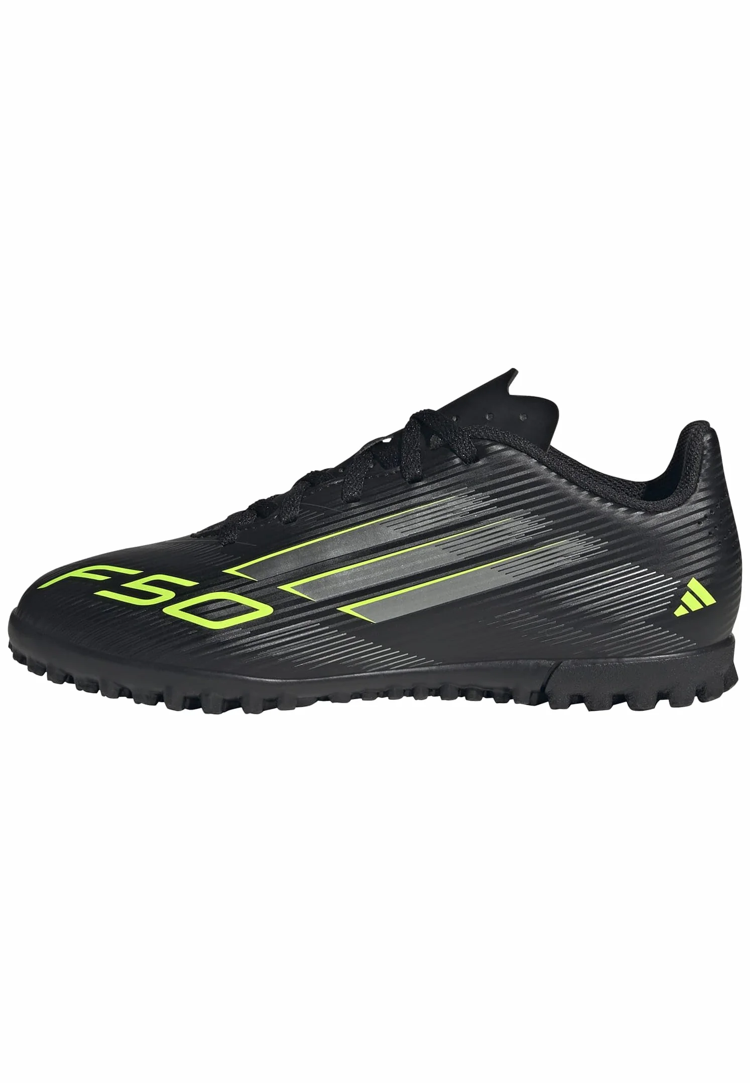 adidas Uniseks - dzieci F50 CLUB Turf Football Boots Kids, core black/iron met./lucid lemon, 37 1/3 EU