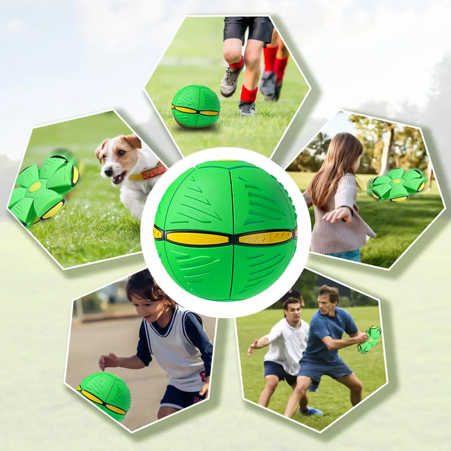 Frisbee piłka dla zwierząt domowych, zabawka outdoorowa, latająca piłka ssąca dla psów, interaktywna zabawka dla psa, frisbee, do treningu psa, rzucania, łapania, zielona