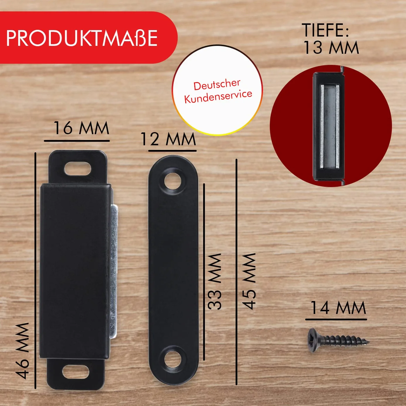 LouMaxx Magnetyczny zatrzask udźwig 4 kg zestaw 10 sztuk czarny magnes na drzwi