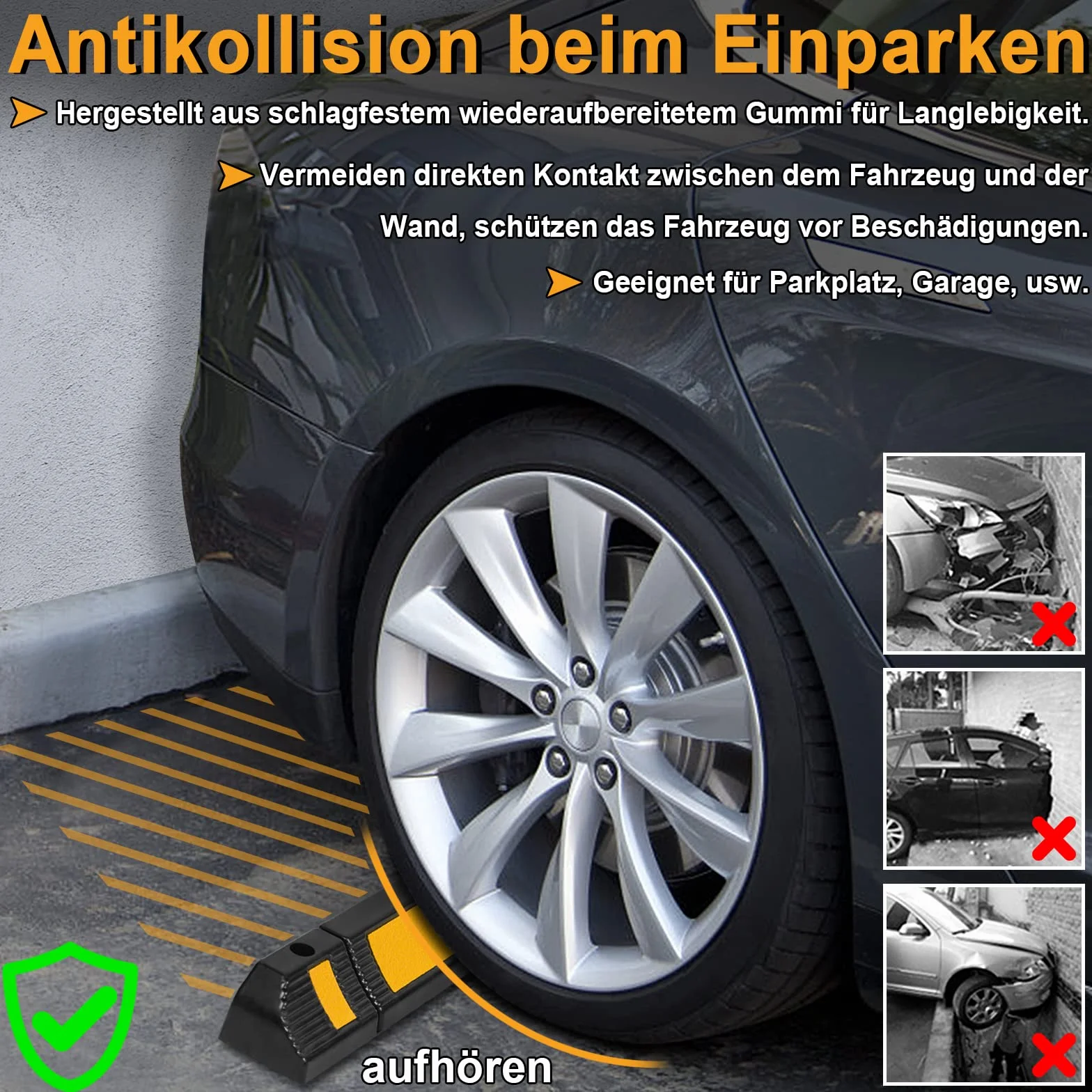 HENGMEI 2 x blokada miejsca parkingowego, gumowy stoper do kół