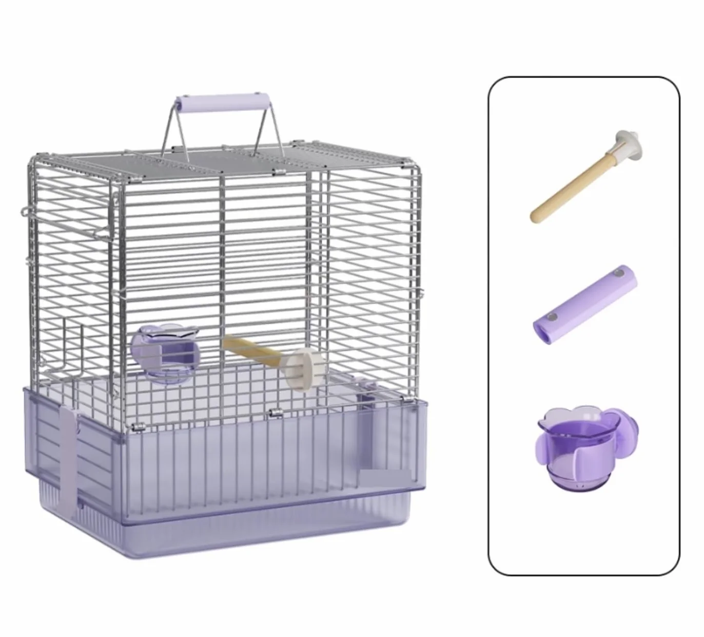 Klatka Na Ptaki Dla Ptaków Kanarków Składana Klatka Transportowa Ze Stali Nierdzewnej Dla Papug I Konur Stojakiem(Purple)