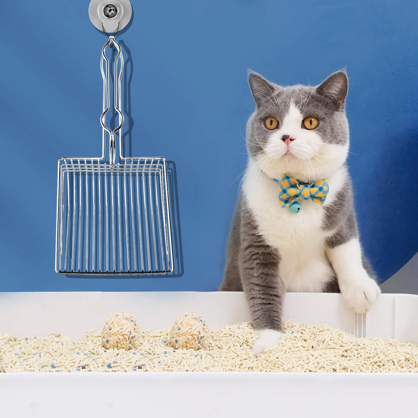 Nobleza Łopatka do żwirku dla kota, 2 Minute Clean One Litter Box, Metallic Cat Litter Scooper
