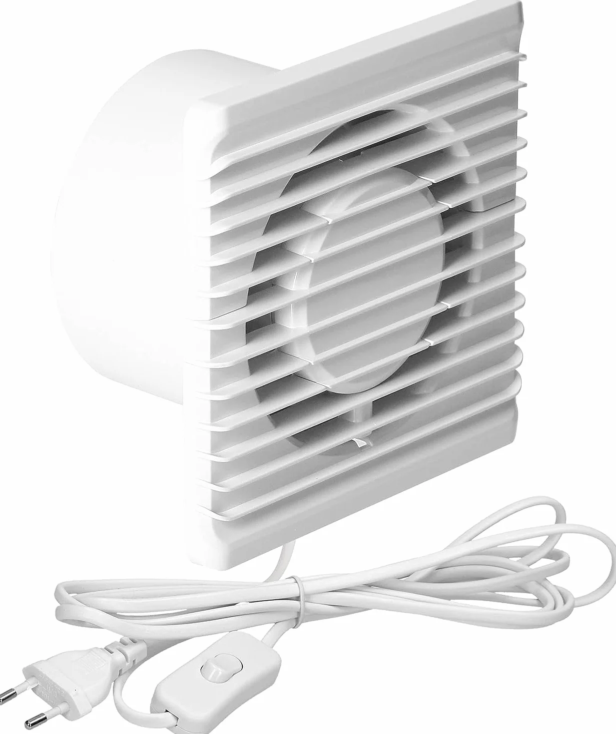 Wentylator Łazienkowy 125 mm 34 dB Wydajny Natynkowy Montaż Długość Przewodu ok.1,3 m (z wyłącznikiem)
