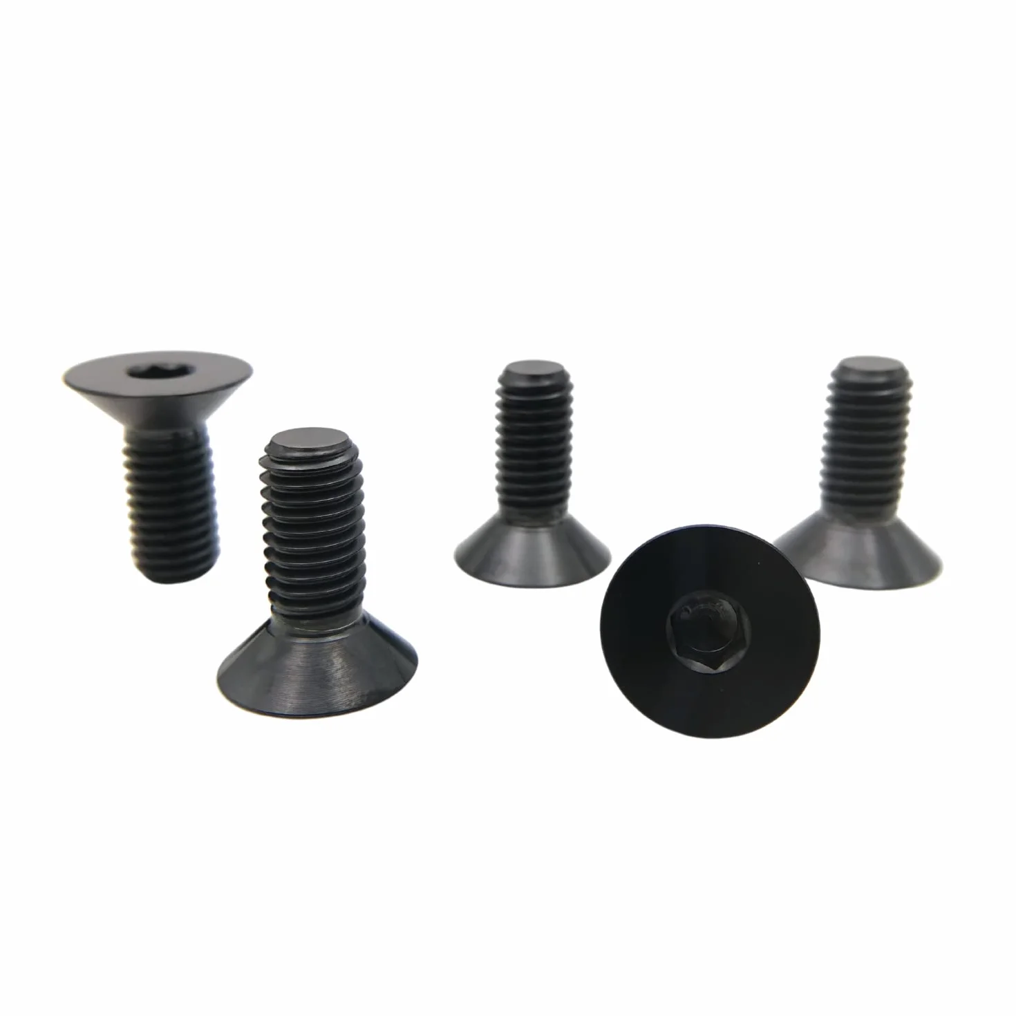 RISON wkręty z łbem sześciokątnym GR5, z płaskim łbem stożkowym, M4 x 0,7 x 15 mm, wkręty z łbem stożkowym, z tytanu, do roweru MTB, 5 sztuk