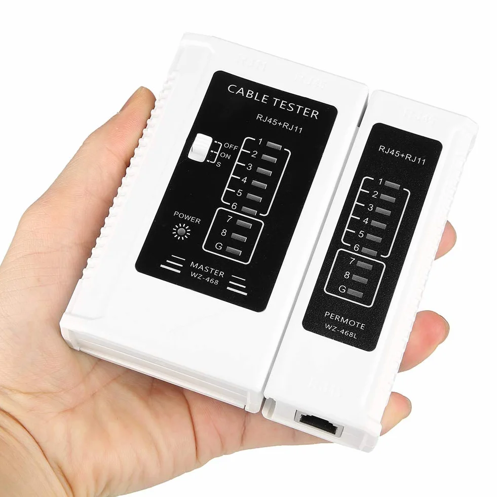 Walfront Tester kabli sieciowych 2 w 1, wielofunkcyjny tester kabli sieciowych RJ45 RJ11 do testu kabli sieciowych Ethernet LAN. Kontrola ciągłości