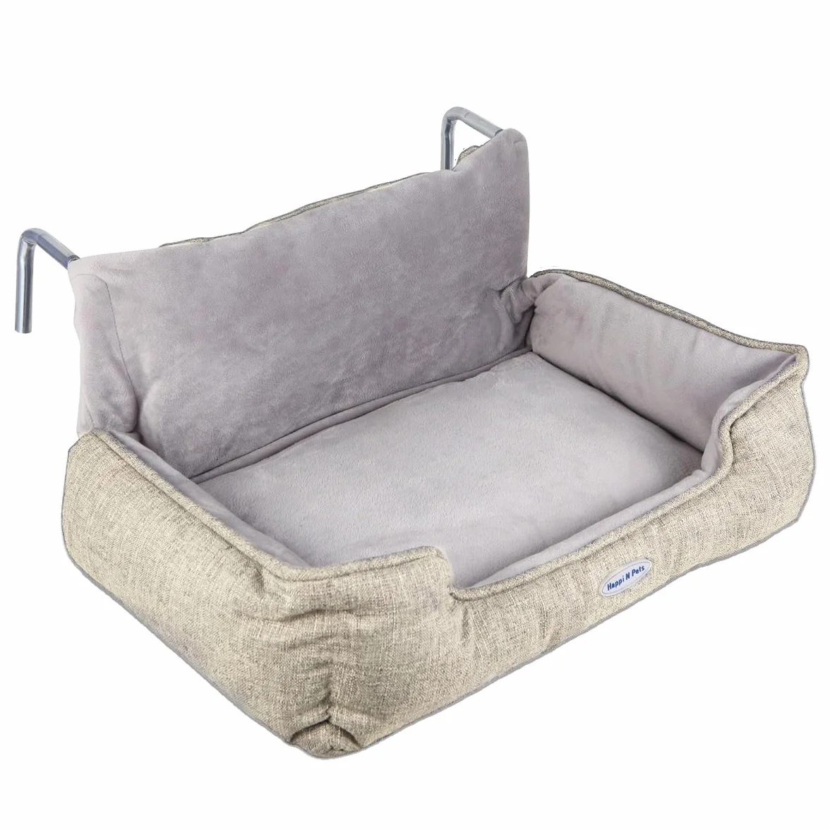 Happi N Pets Łóżko dla kota ogrzewane, ciepłe i stabilne siedzisko dla dużych kotów, z zmywalną pluszową poszewką, regulowanym metalowym haczykiem, wygodny hamak, beżowe