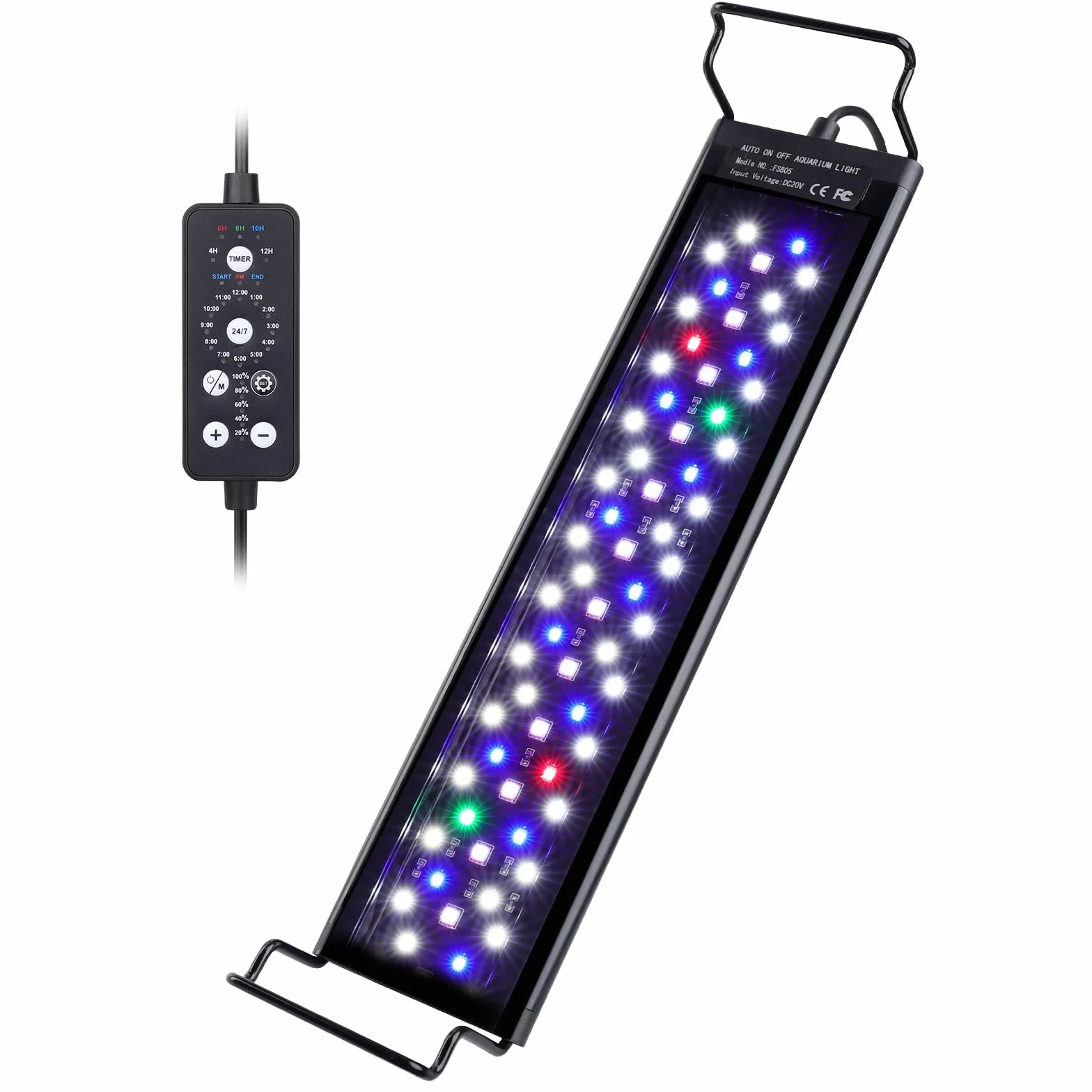 Hygger Oświetlenie akwarium 14 W, lampa 24/7 z 9 kolorami i 10 regulowanymi jasnościami do zbiorników 30-45 cm