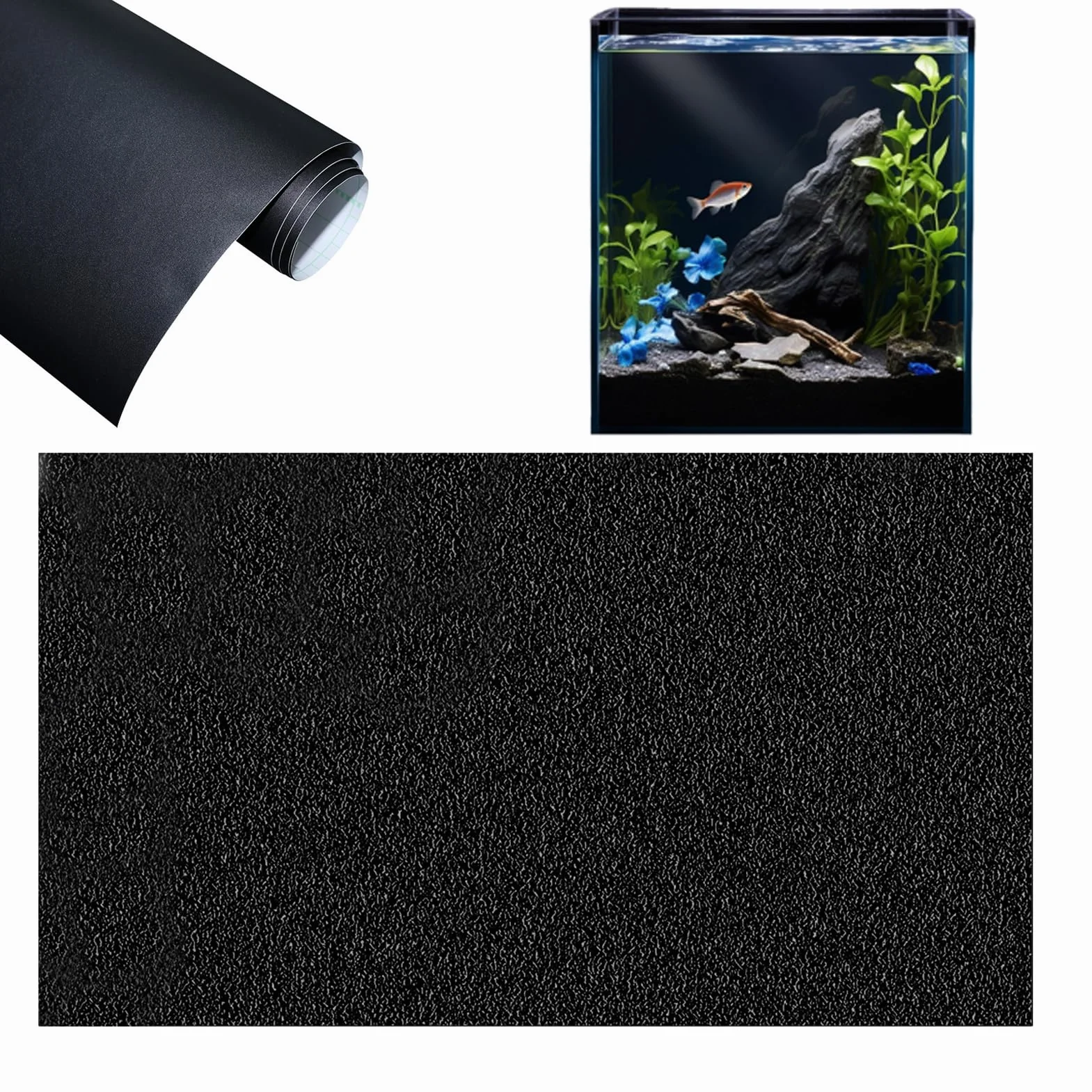 Statycznie przylegające tło akwarium, 40 x 200 CM folia akwariowa tylna ścianka, naklejka-tło do akwarium, dekoracje tapety akwariowej czarne tło do akwariów