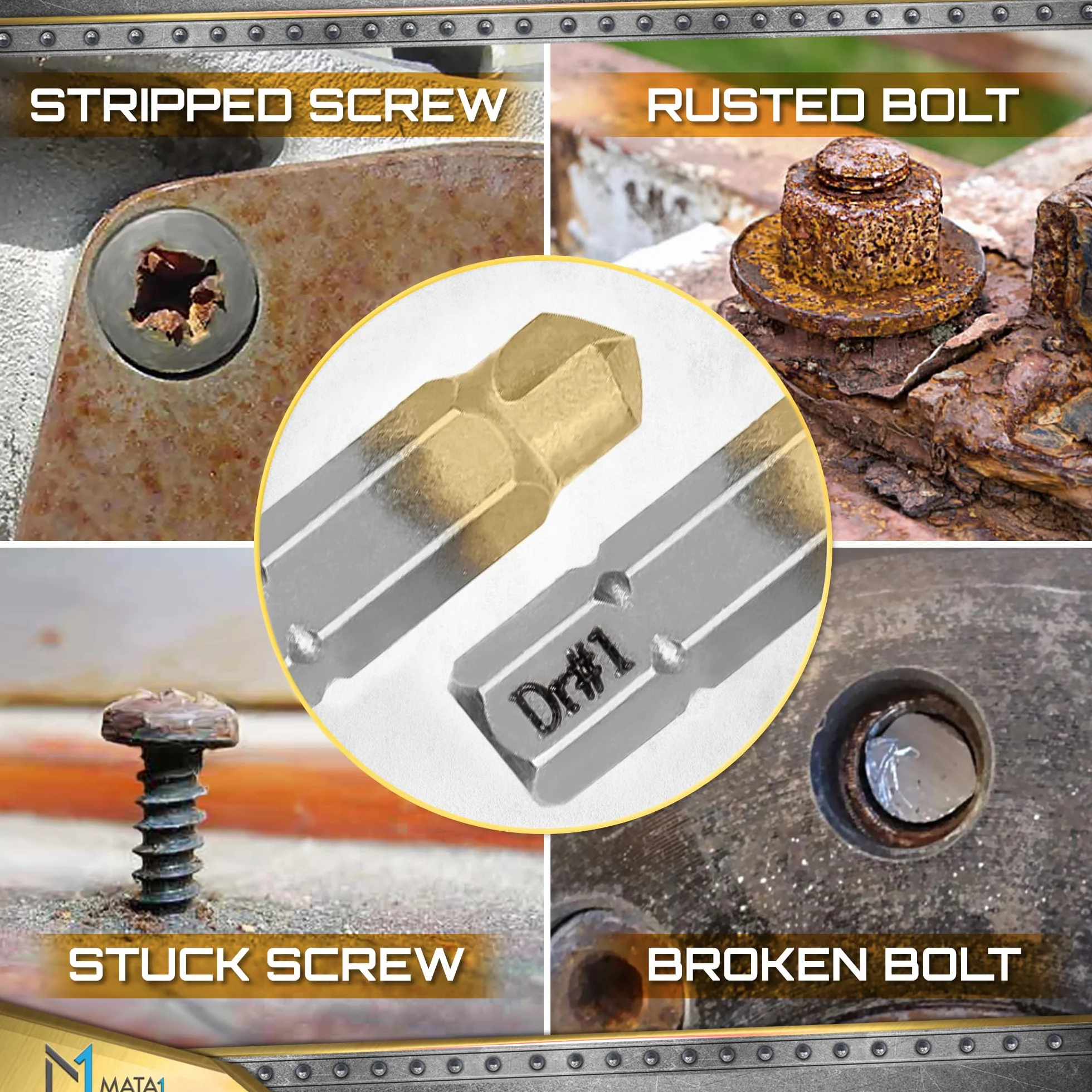 Titanium Screw Extractor Set for Broken & Damaged Screws - 22 pc, Silver & Gold - Remover Kit with Drill Bits, Extractors, Bit Extension & Socket Adapter