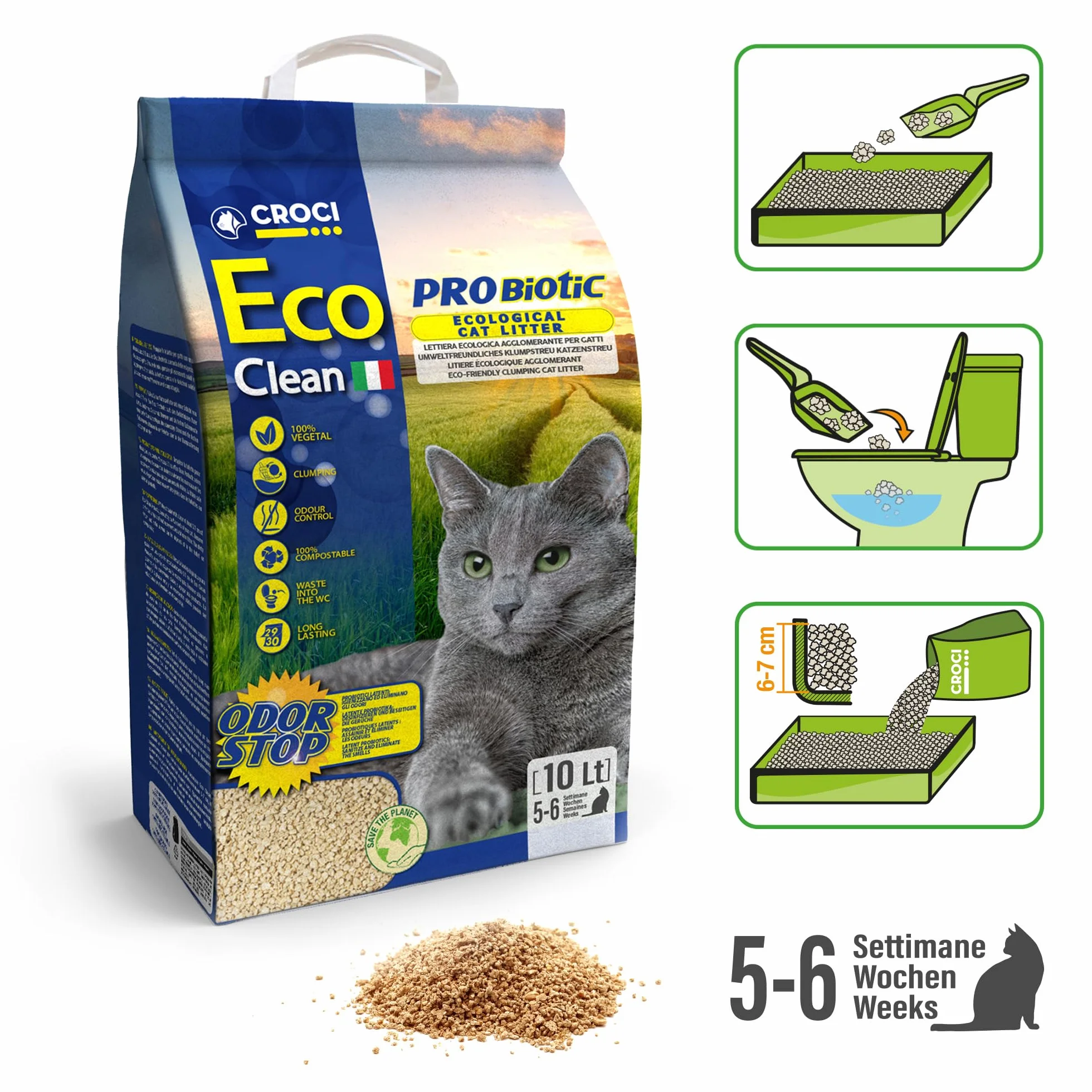 Croci Eco Clean Probiotikum żwirek dla kotów 10 l 3,8 kg
