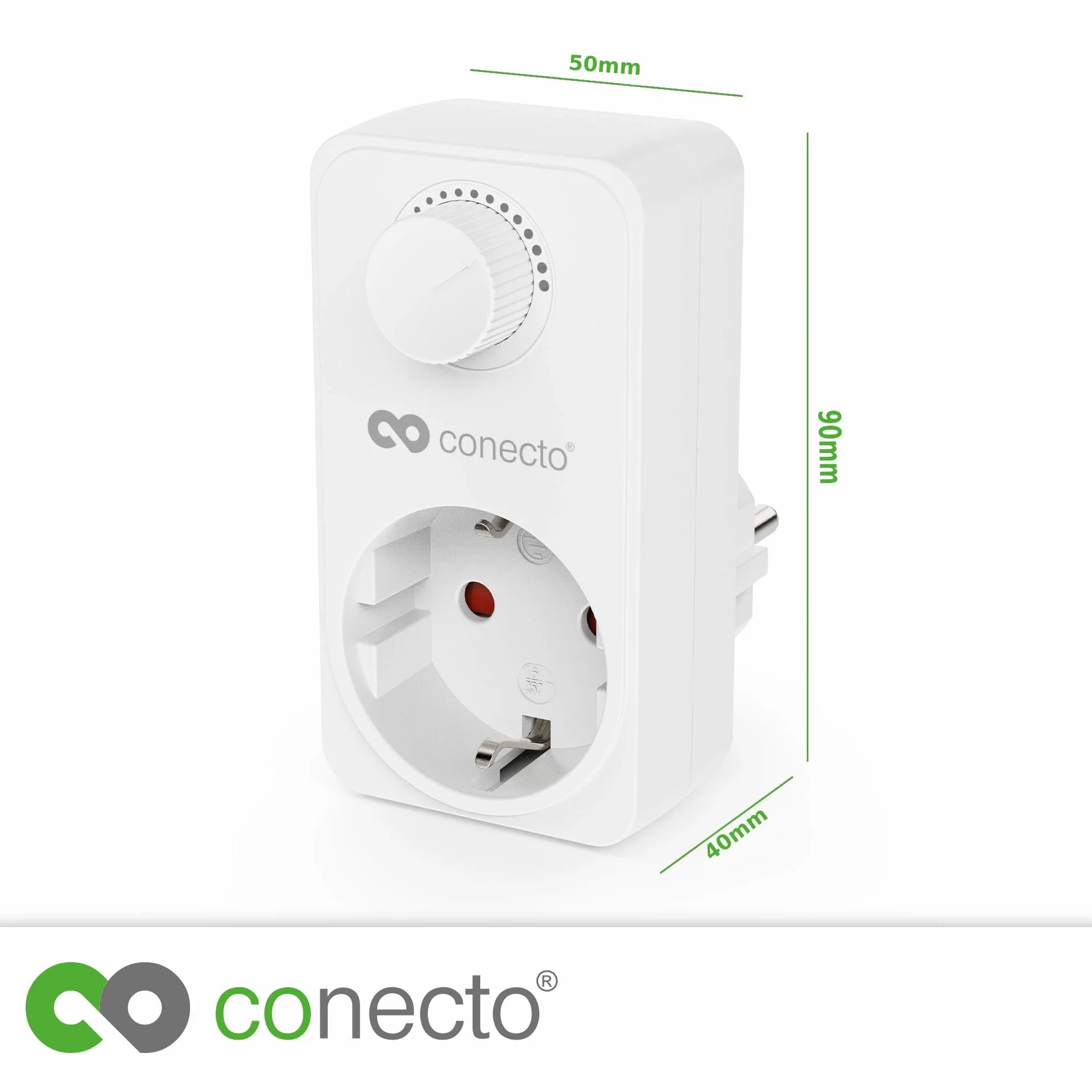 conecto Ściemniacz gniazdek, adapter ściemniacza gniazdek z regulatorem jasności do ściemnialnych źródeł światła, takich jak LED, lampy halogenowe, żarówki, biały