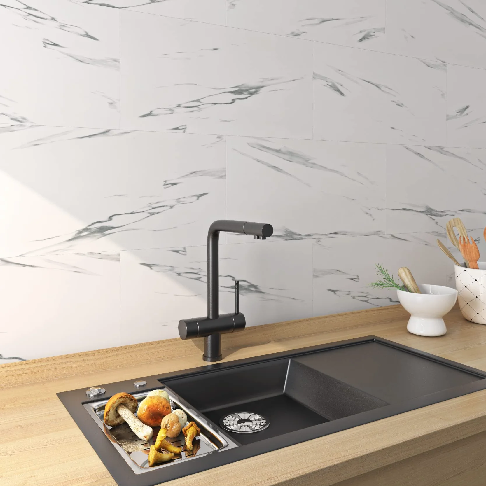 FunStick Samoprzylepna podłoga PCV Marble Look White 30×60CM 5 sztuk Płytki samoprzylepne Łazienka Płytki podłogowe Naklejki Kuchnia Winylowe płytki podłogowe Samoprzylepne marmurowe podłogi