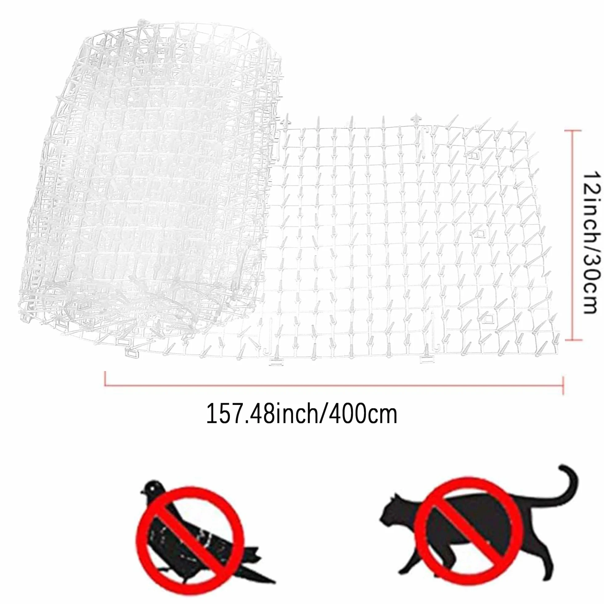 Koty Scat Mats, 4mx30cm Prickle Strip Dig Stopper z kolcami odstraszającymi, Koty odstraszające maty Scat Mats, Anti Cat Dog Detergent Fox do ogrodzenia ogrodzenia Można ciąć i łączyć(Biały)
