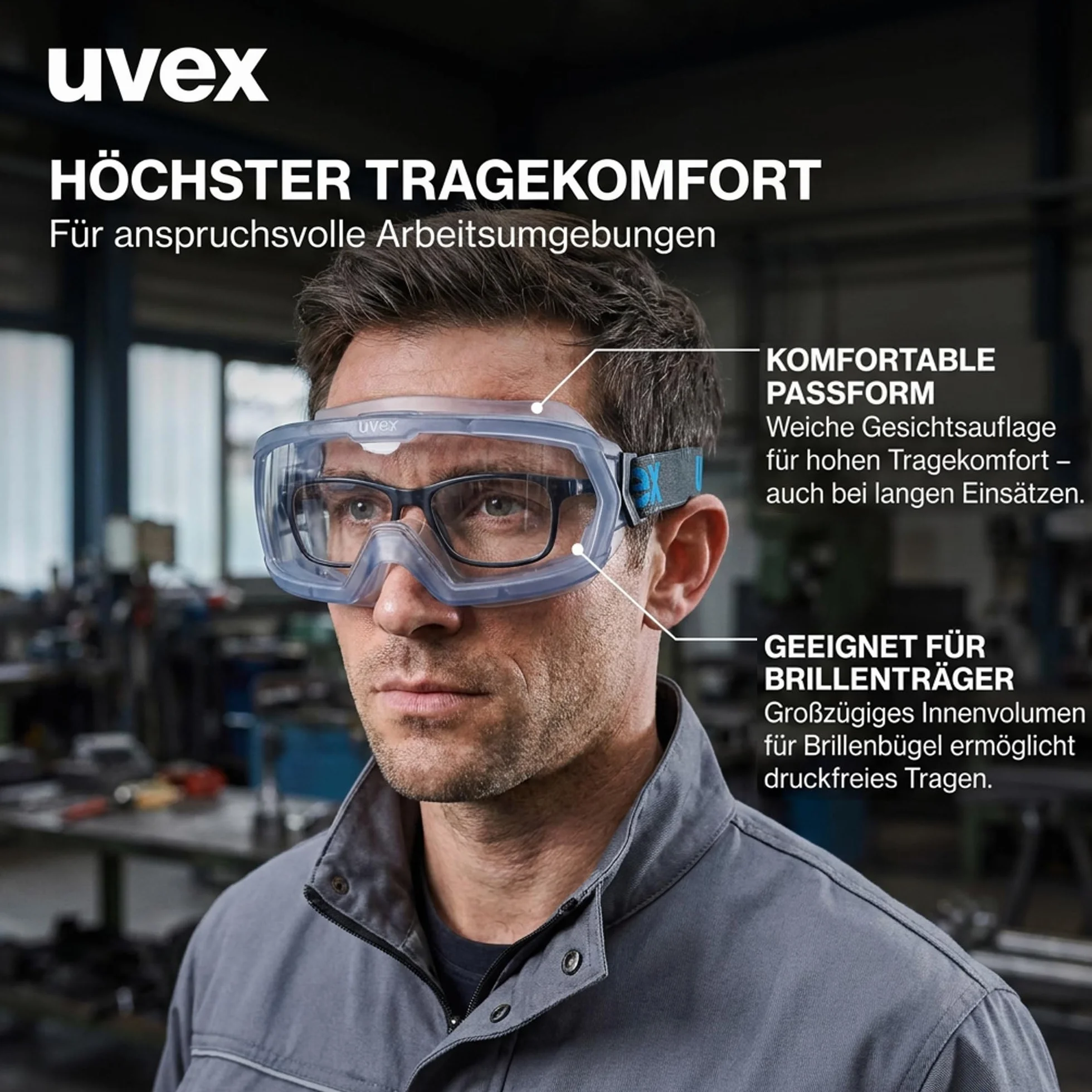 Uvex Hypervision – okulary pełne widzenia – okulary ochronne z panoramiczną szybą – 100% ochrona przed promieniowaniem UV – szybka odporna na zaparowanie i zarysowania