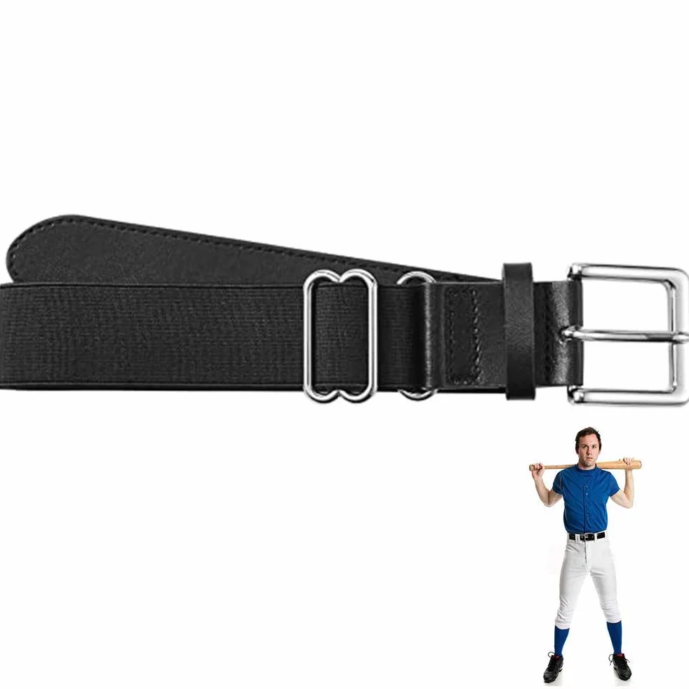 Pasek sportowy - pas baseballowy 115 cm pasek softball regulowany stylowy pas biodrowy dla młodzieży i dorosłych aktywności na świeżym powietrzu (czarny)
