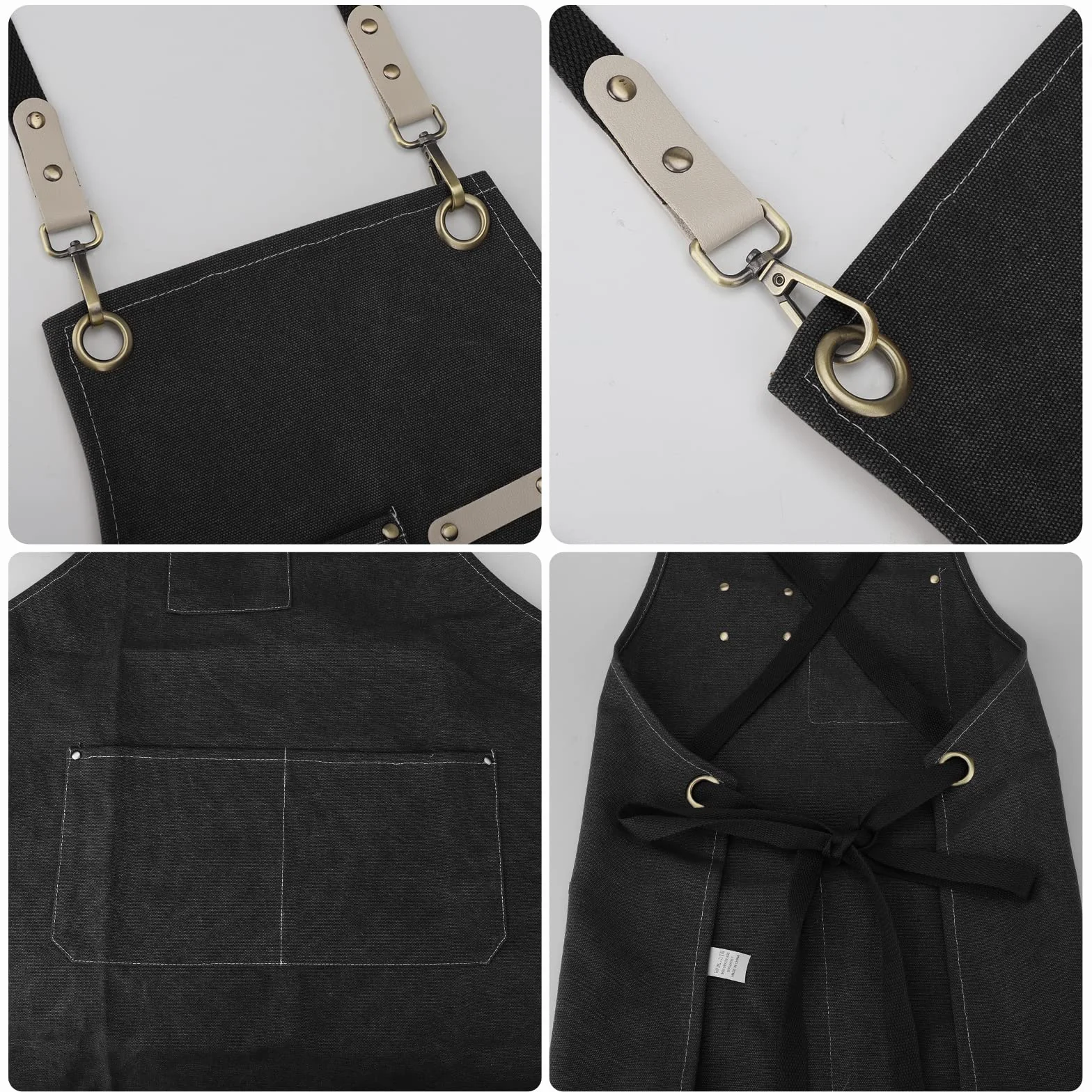 ChuerTech Men's Work Apron, Heavy Duty Tool Apron for Men, Work Apron z 3 kieszeniami na narzędzia do kuchni, ogrodu, ceramiki, warsztatu, garażu i innych, dla mężczyzn i kobiet, kolor czarny