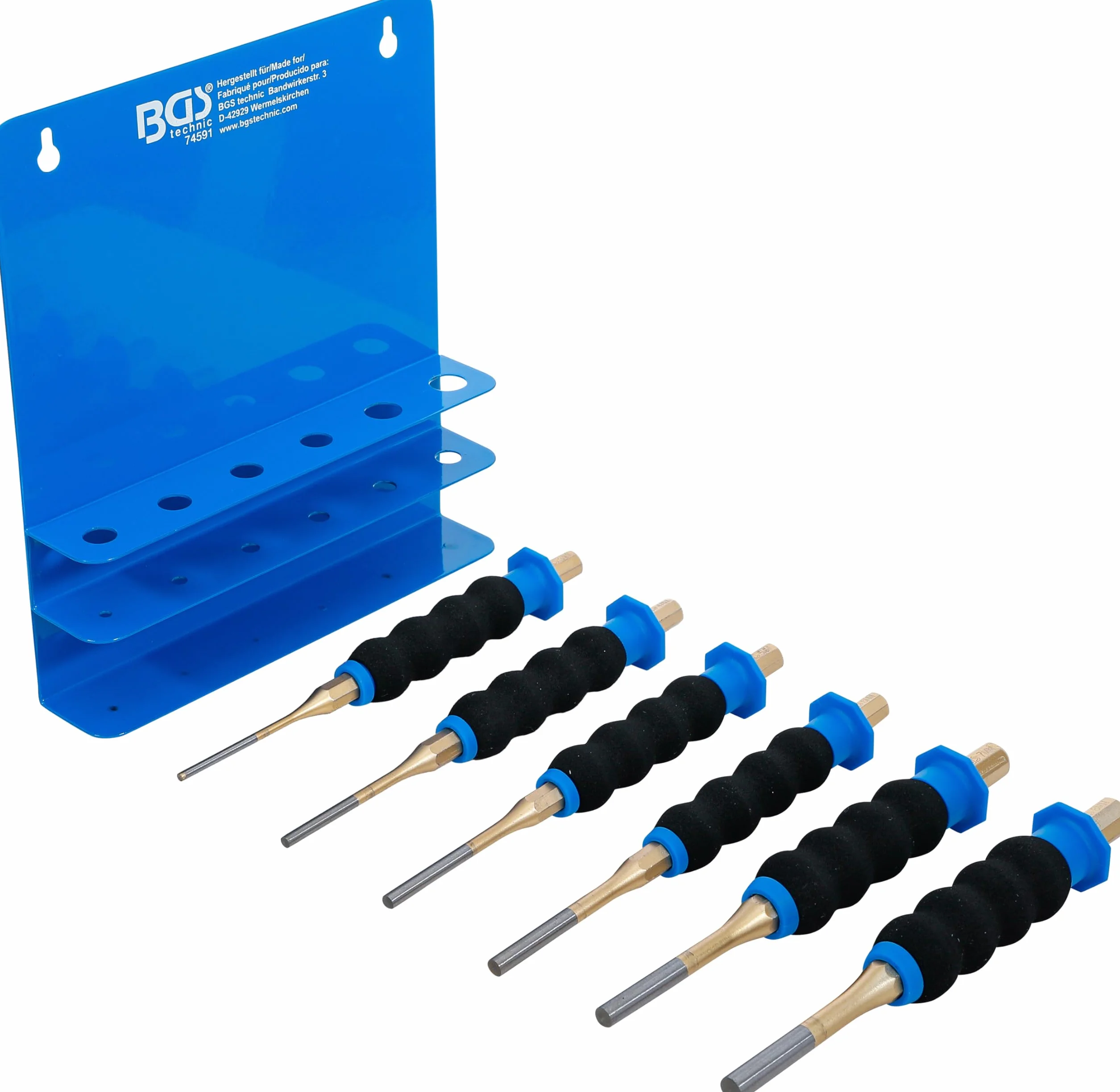 BGS 74591 | Zestaw wybijaków zawleczek | z ochroną dłoni | 180 mm | 3-8 mm | 6 szt.